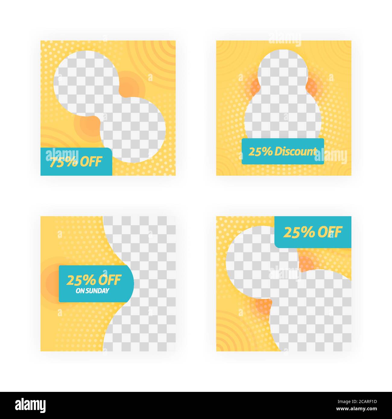 Social-Media-Post-Vorlagen für Rabatte, Verkäufe und Angebote. Online-Medien-Content-Aktionen und Marketing-Element. Quadratische Foto-Vorlage für Online-ein Stock Vektor