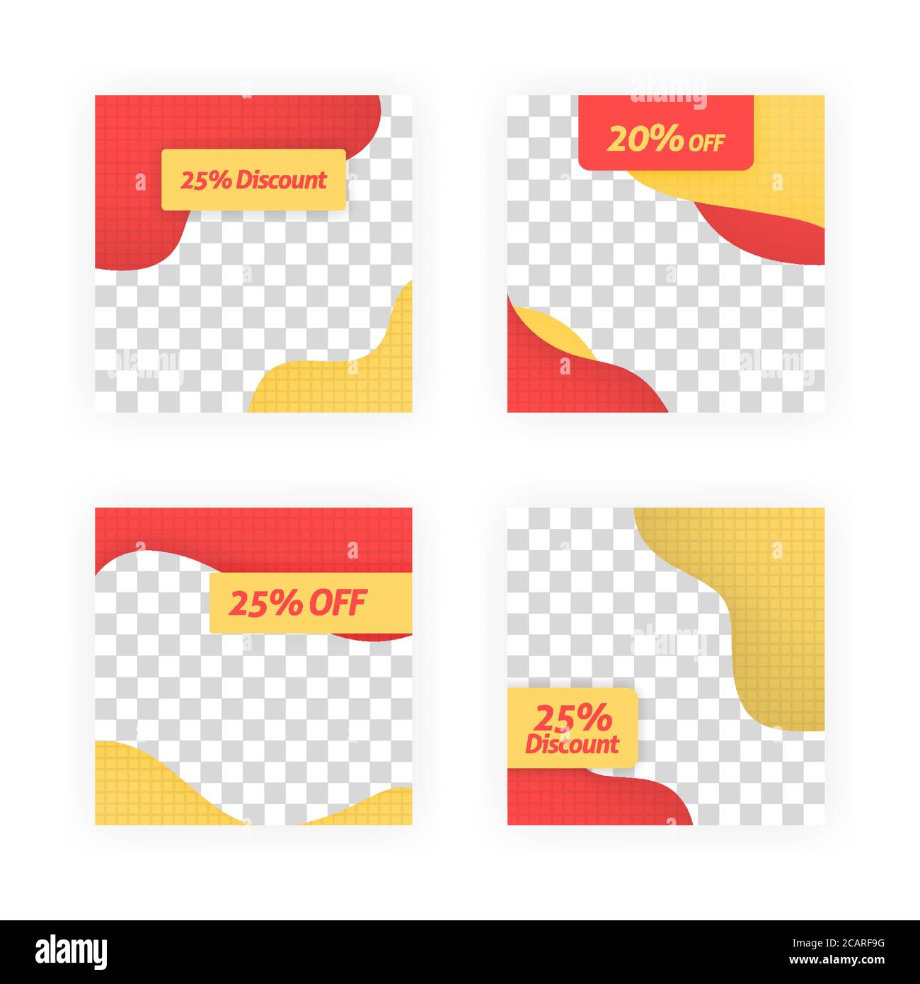 Social-Media-Post-Vorlagen für Rabatte, Verkäufe und Angebote. Online-Medien-Content-Aktionen und Marketing-Element. Quadratische Foto-Vorlage für Online-ein Stock Vektor