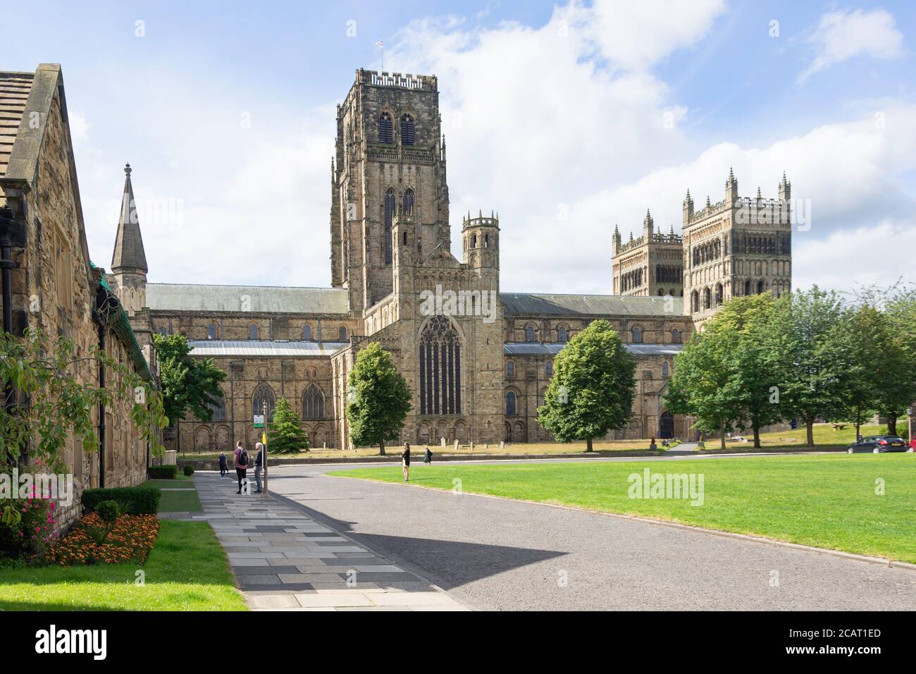Kathedrale von Durham aus Palace Green, Durham, County Durham, England, Großbritannien Stockfoto