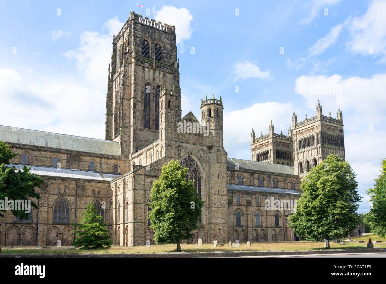 Kathedrale von Durham aus Palace Green, Durham, County Durham, England, Großbritannien Stockfoto