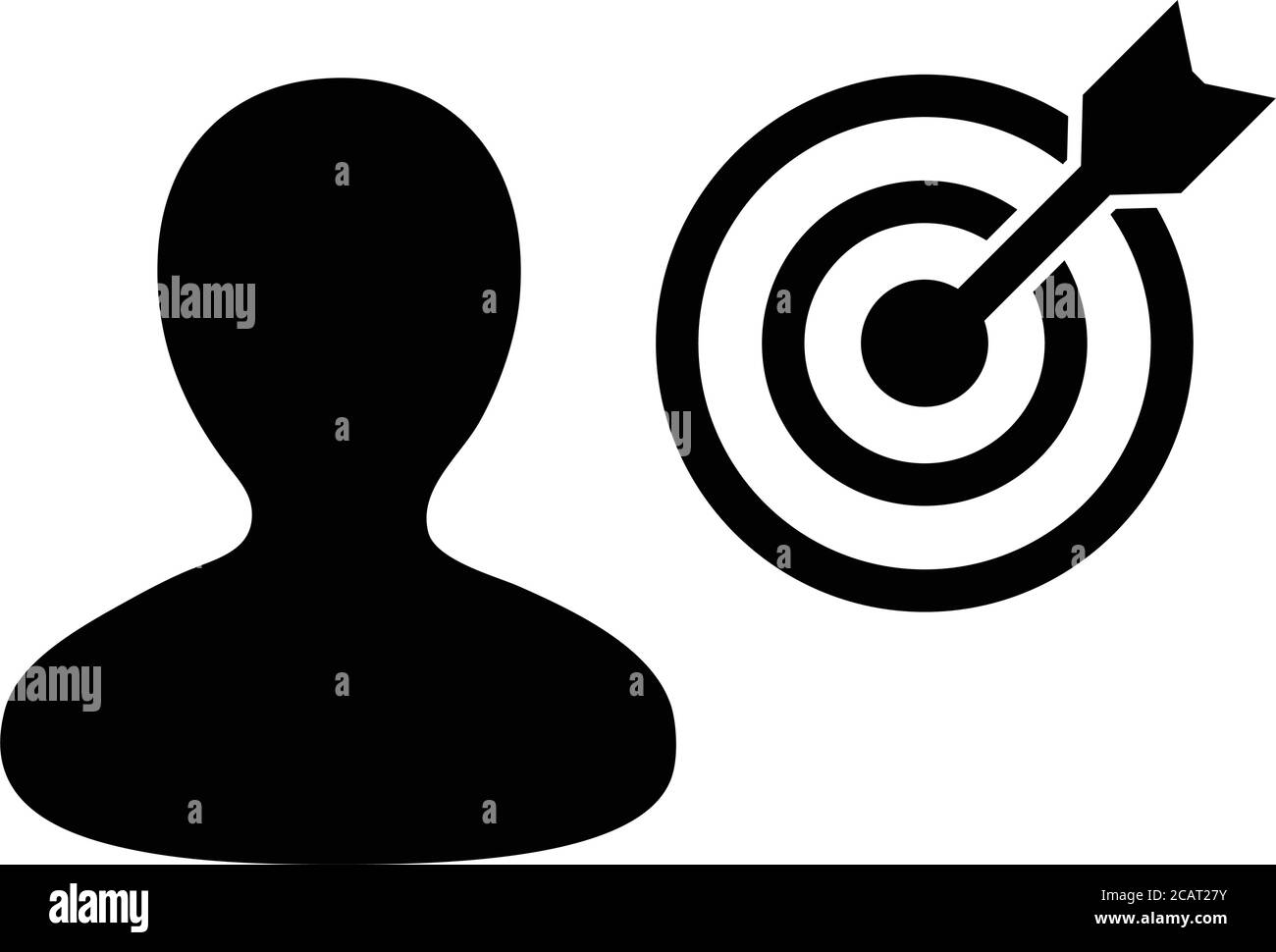Dartboard Icon Vektor Bullseye Ziel mit männlichen Benutzerprofil Avatar Symbol für Business Development Ziele in Glyphe Piktogramm Illustration Stock Vektor