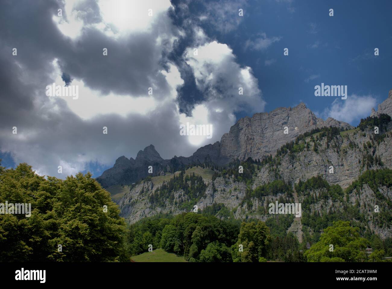 Bergkulisse vom Walenstadtberg in der Schweiz Stockfoto