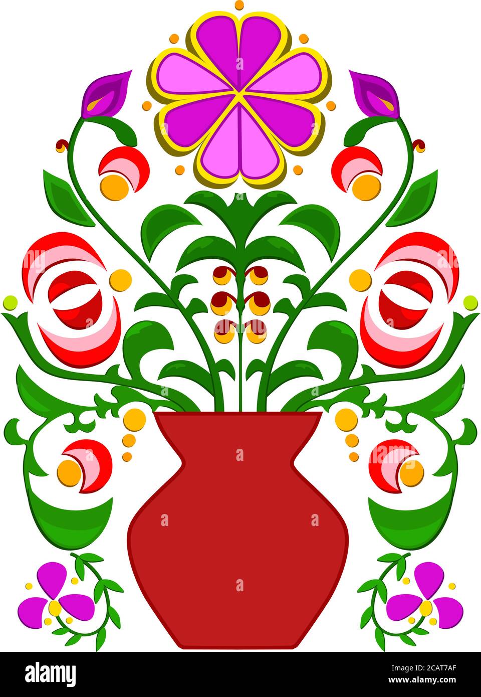 Vektor-Illustration mit abstrakten Mustern und Blumen in einer Vase Stock Vektor