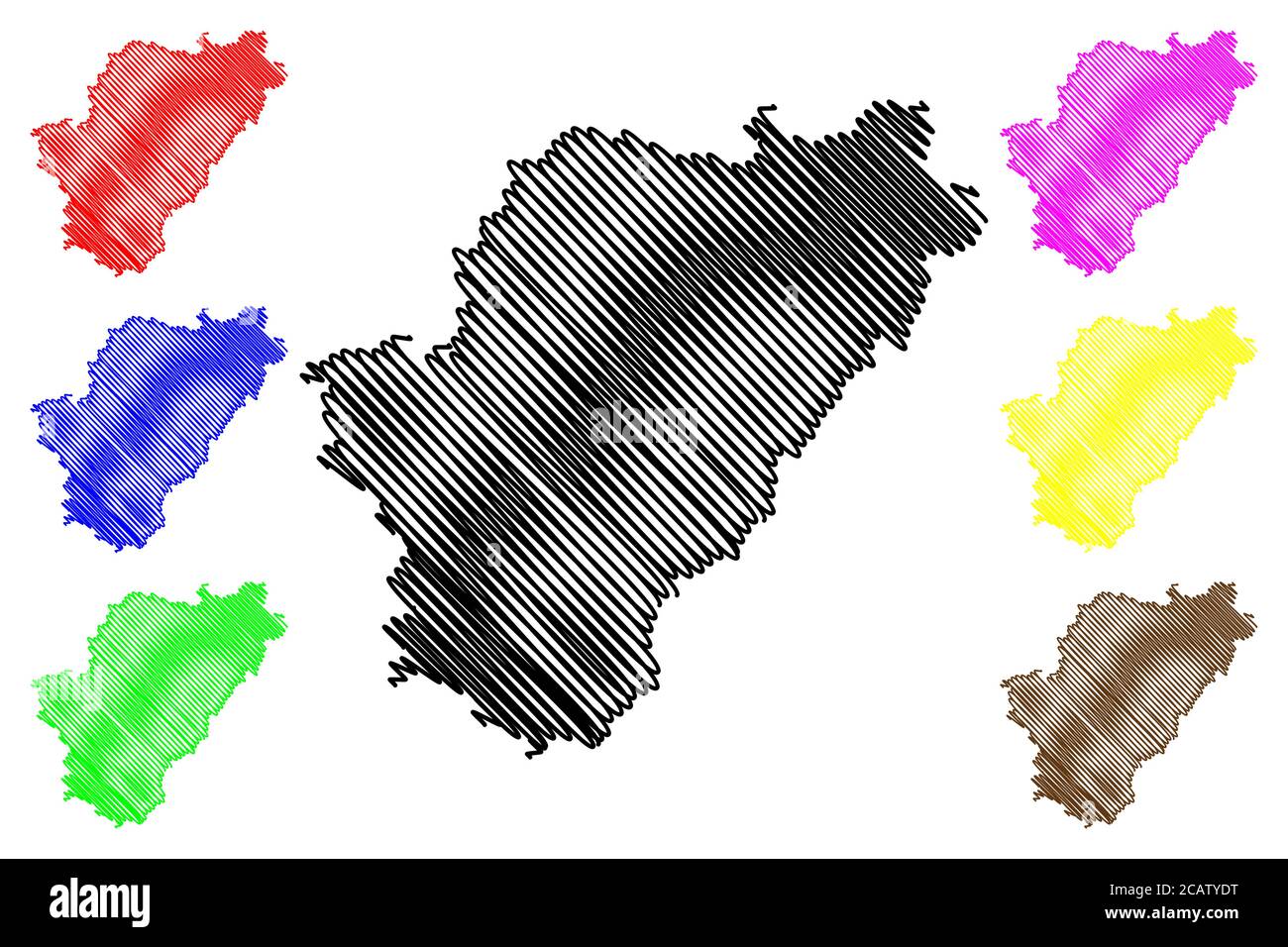 Departamento Charente (Frankreich, Frankreich, Frankreich, Region Nouvelle-Aquitaine) Karte Vektorgrafik, Skizze Charanta Karte Stock Vektor