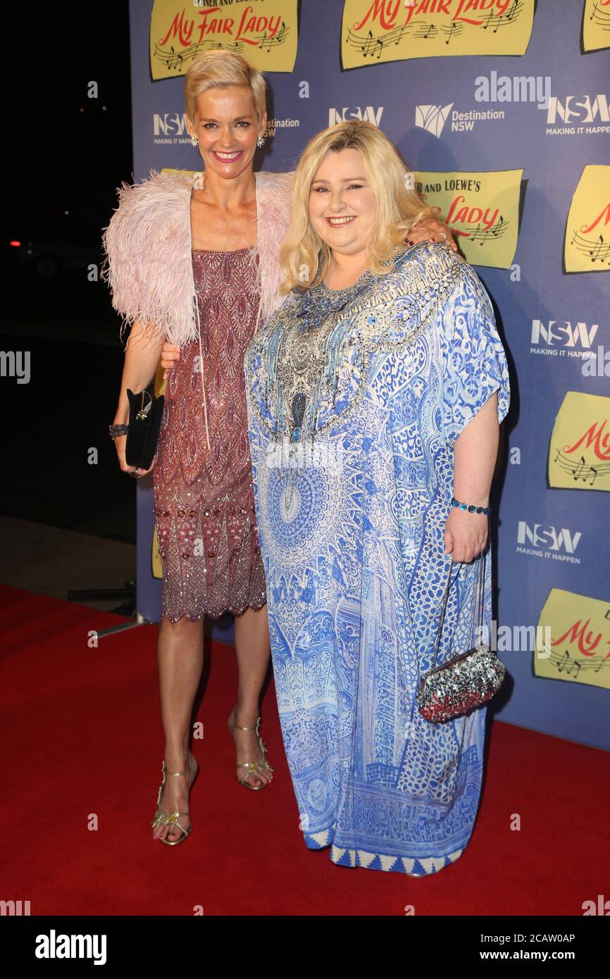 Jessica Rowe kommt auf dem roten Teppich für die My Fair Lady Australian Premiere im Joan Sutherland Theater, Sydney Opera House. Stockfoto