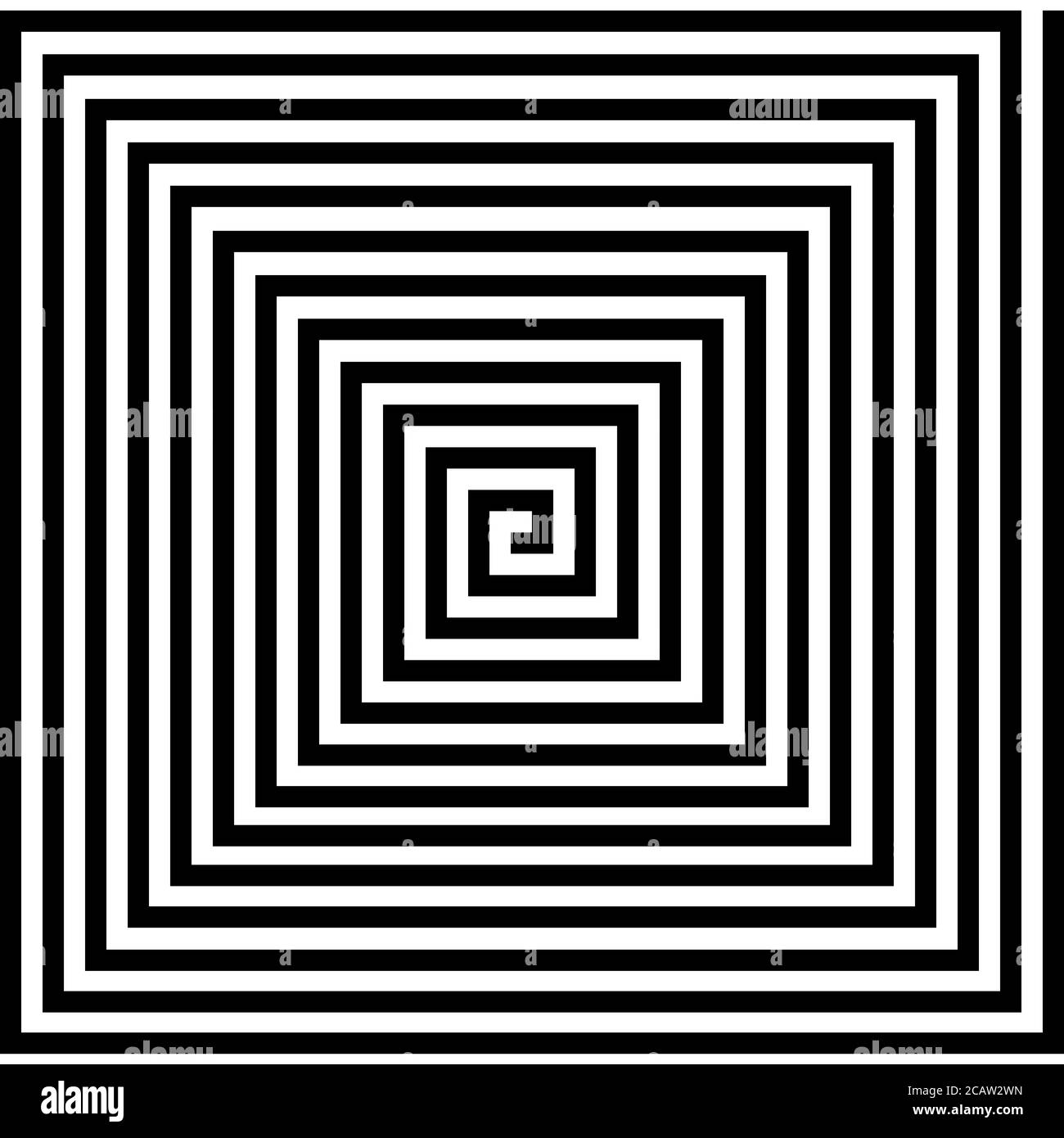 Spiralförmiges quadratisches Muster, das eine optische Täuschung erzeugt Stockfoto