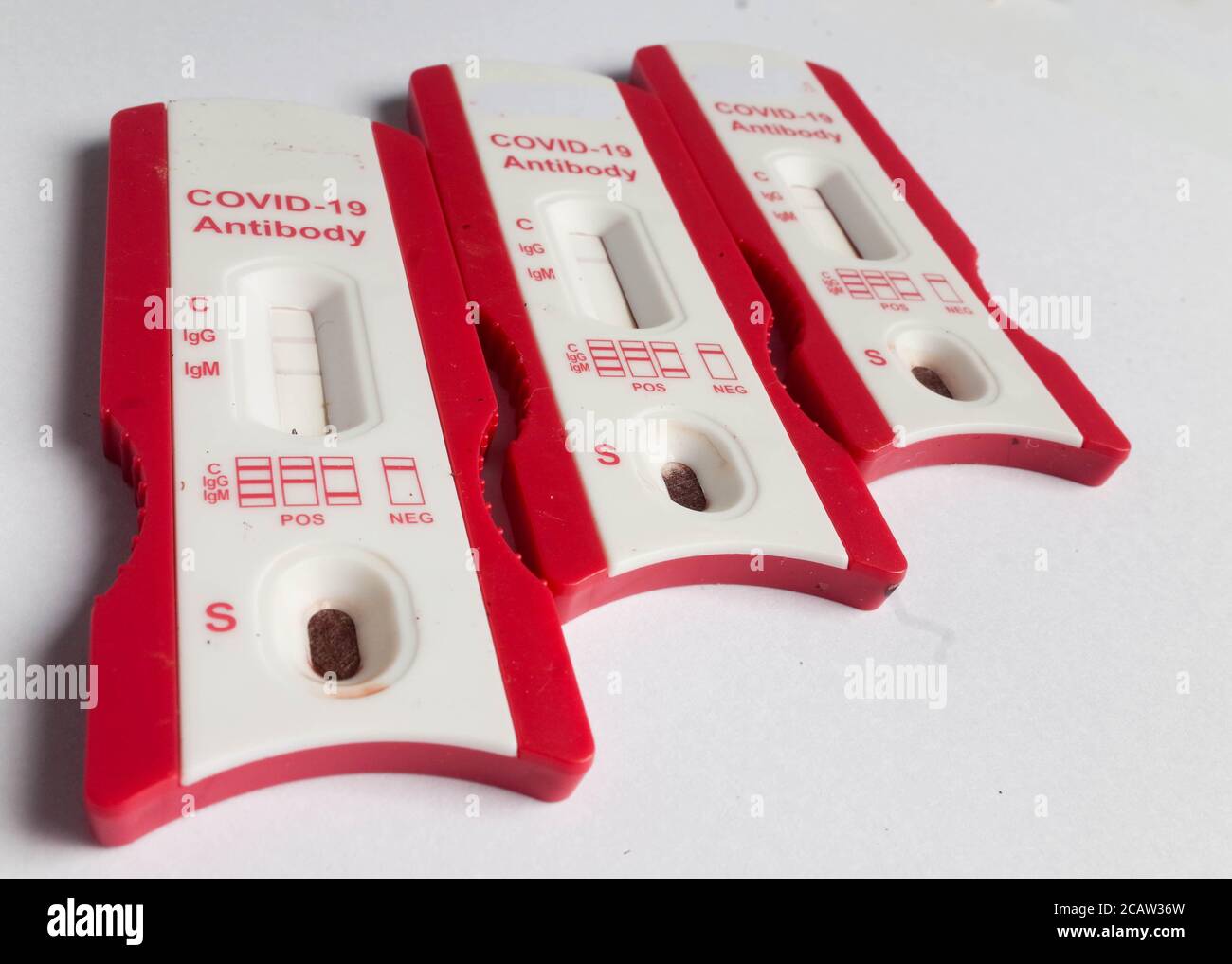 Makrofoto des Covid-19-Antikörpertestkits Stockfoto