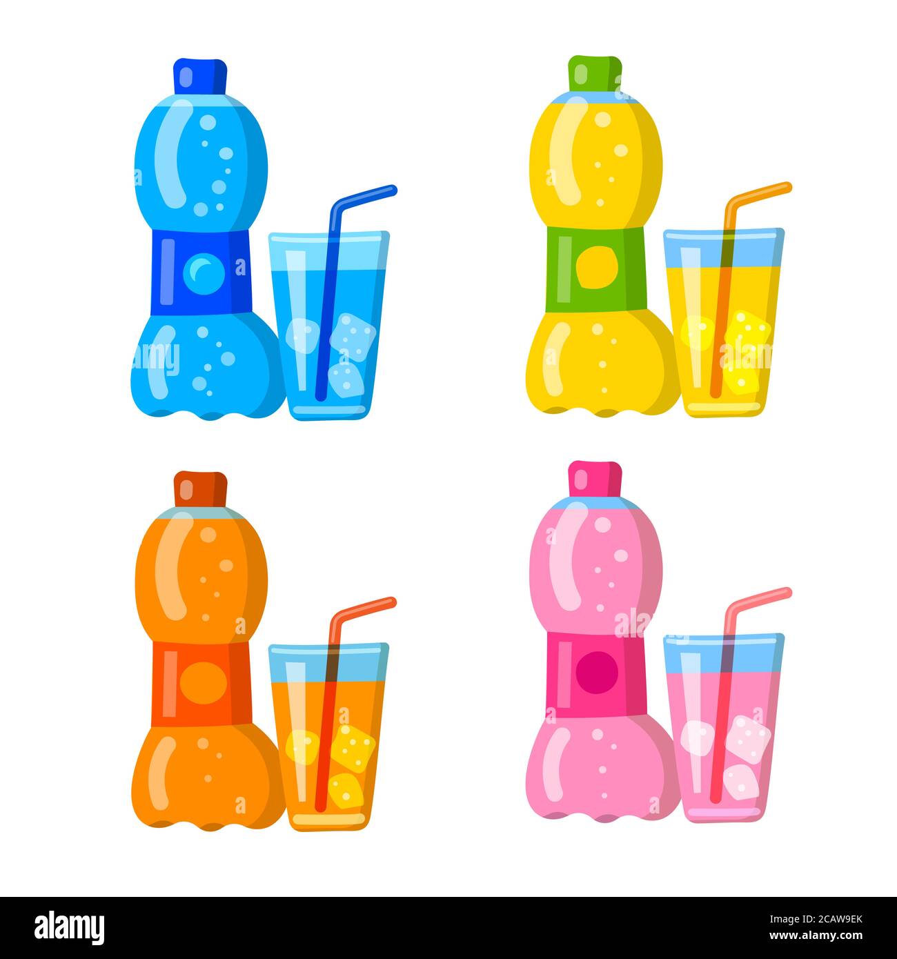 Abbildung der Früchte Soda kohlensäurehaltige Getränke und Getränke Symbole Stock Vektor