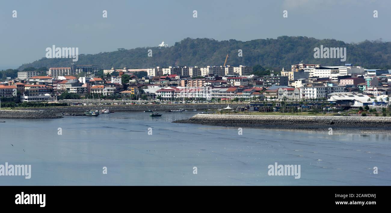 Weitblick über die Altstadt von Panama City über die Bucht, Panama, Mittelamerika Stockfoto