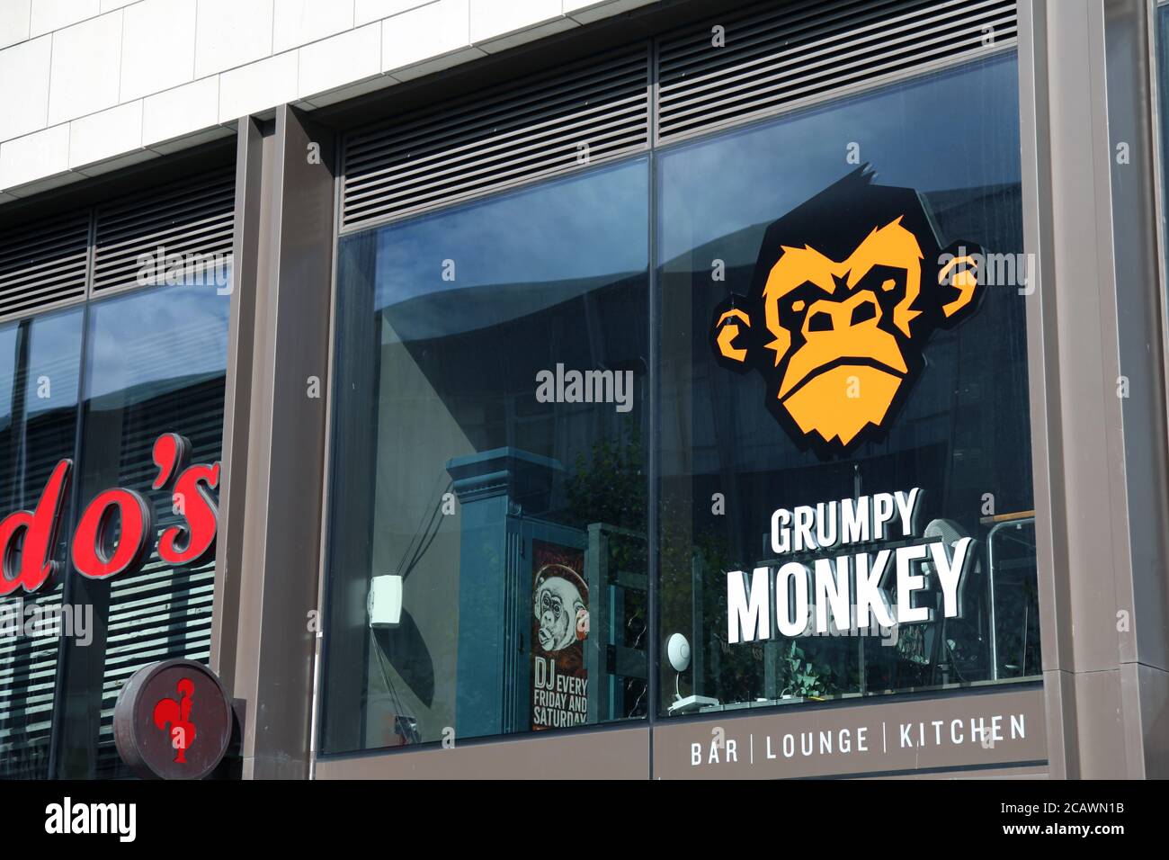 Grumpy Monkey Bar Lounge Kitchen, Above Bar Street, Southampton, England, Großbritannien, August 2020 Stockfoto