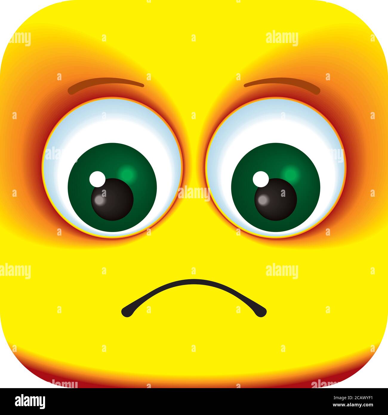 Trauriges Gesicht Cartoon Square Emoticon. Cartoon Gesichter für Ihr
