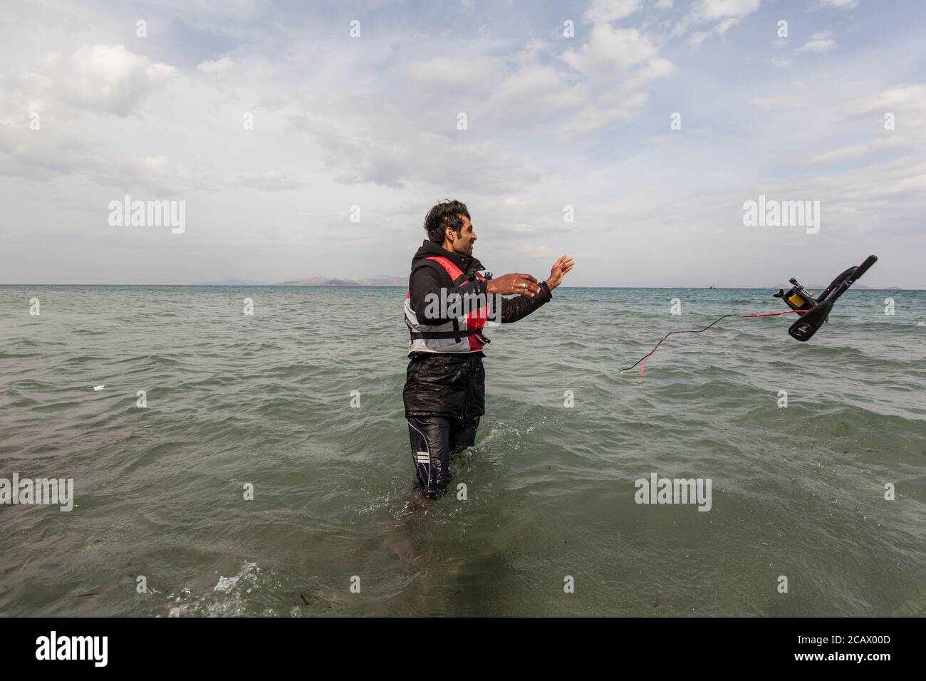 Flüchtlinge kommen an den Ufern der Insel Kos, Kos in Griechenland Stockfoto