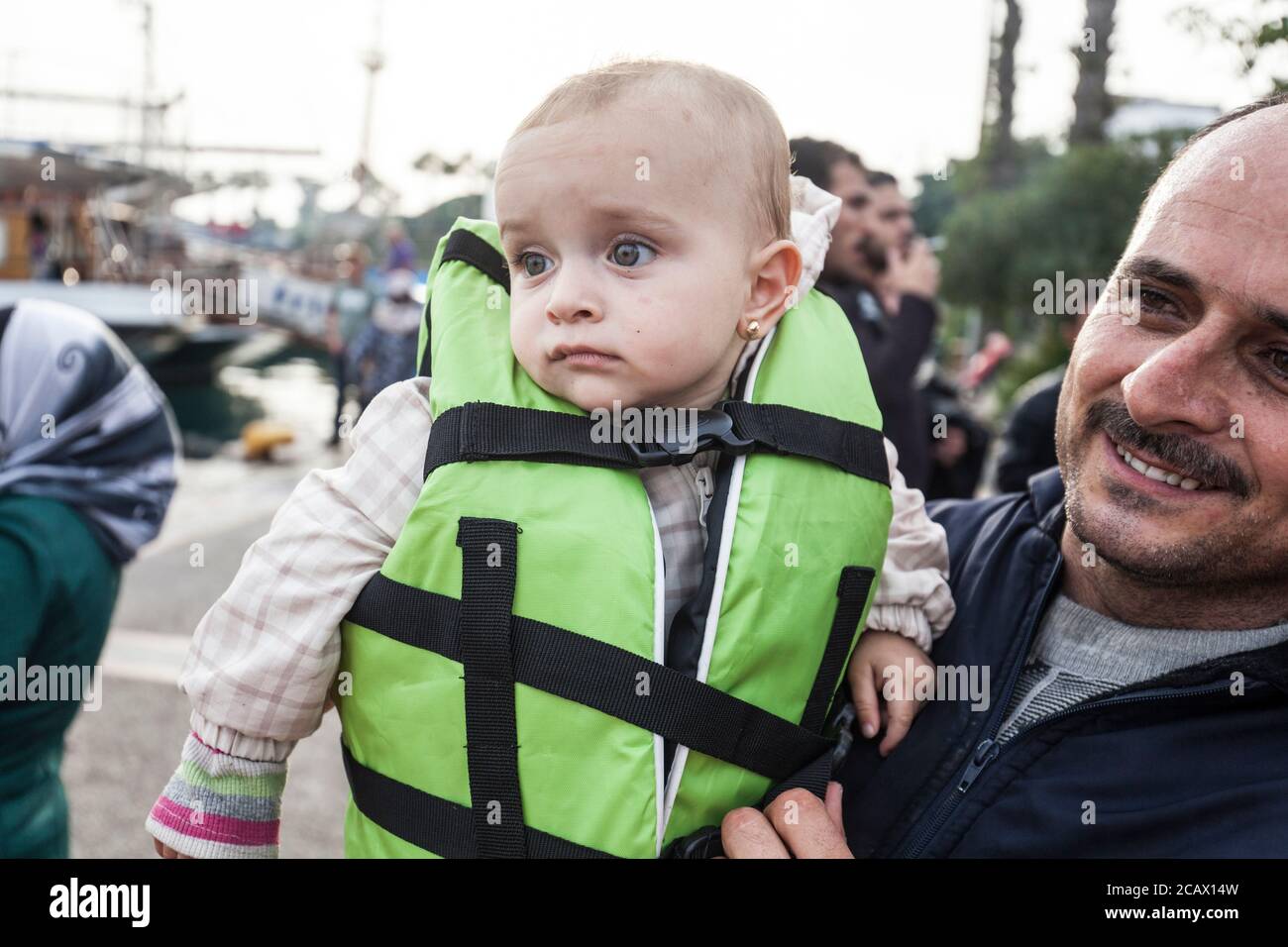 Mutter und Kind Flüchtlinge auf Kos Insel Stockfoto