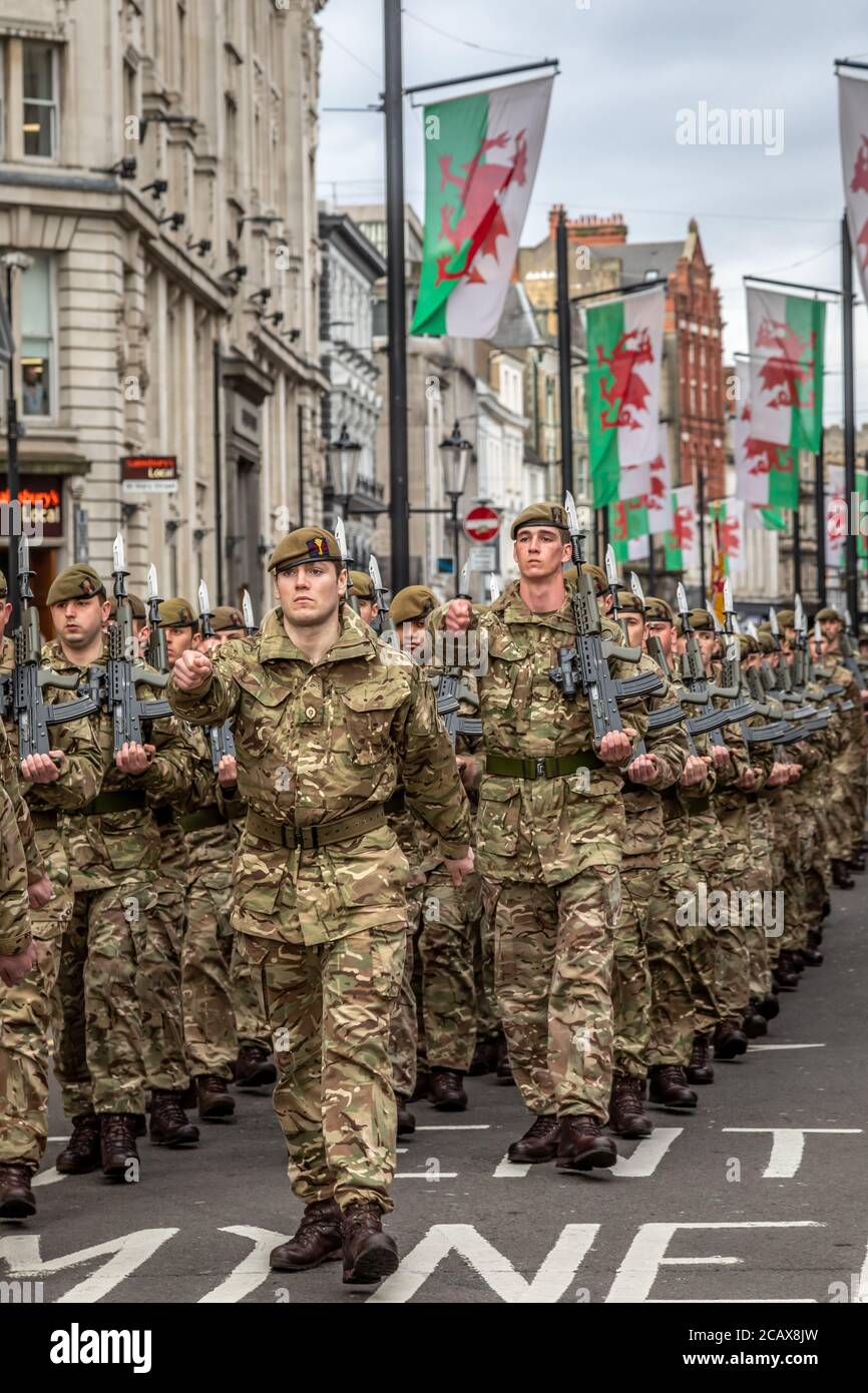 Welsh Guards, Cardiff, Wales, Vereinigtes Königreich Stockfoto
