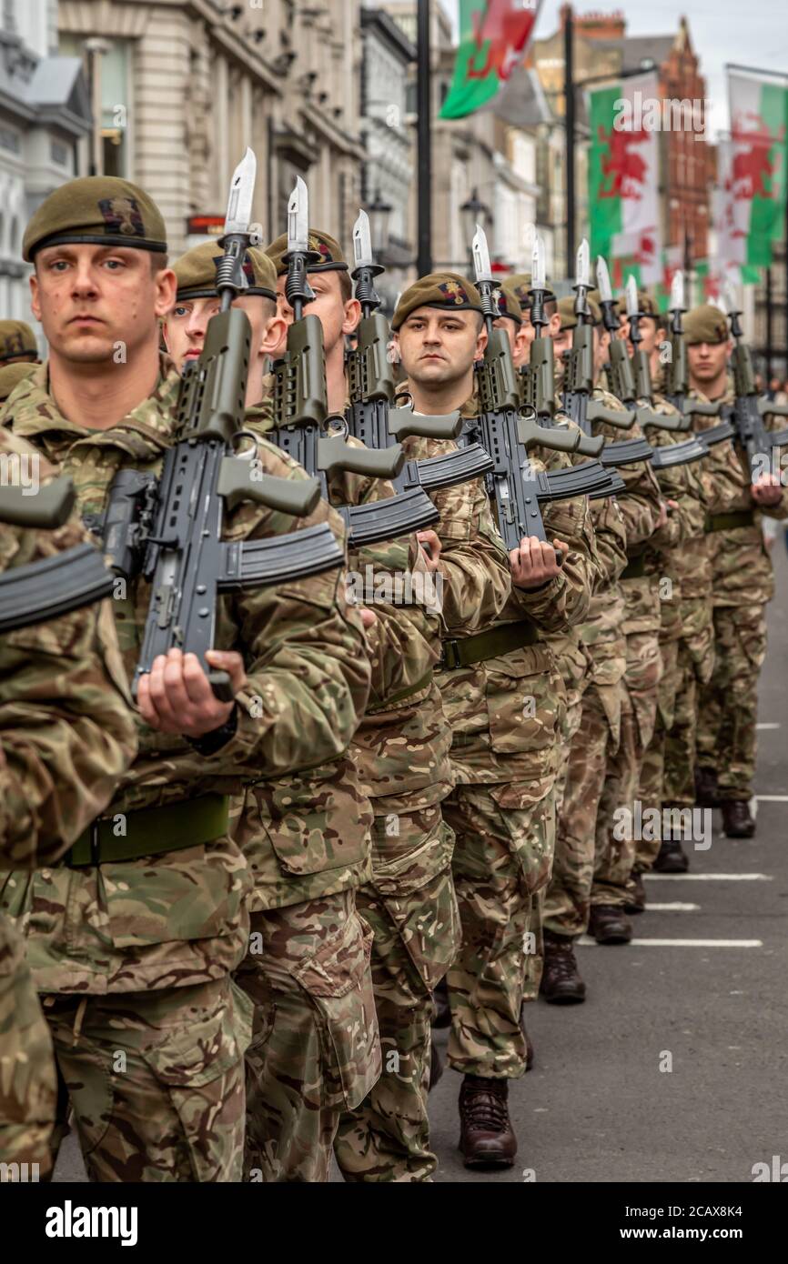 Welsh Guards, Cardiff, Wales, Vereinigtes Königreich Stockfoto