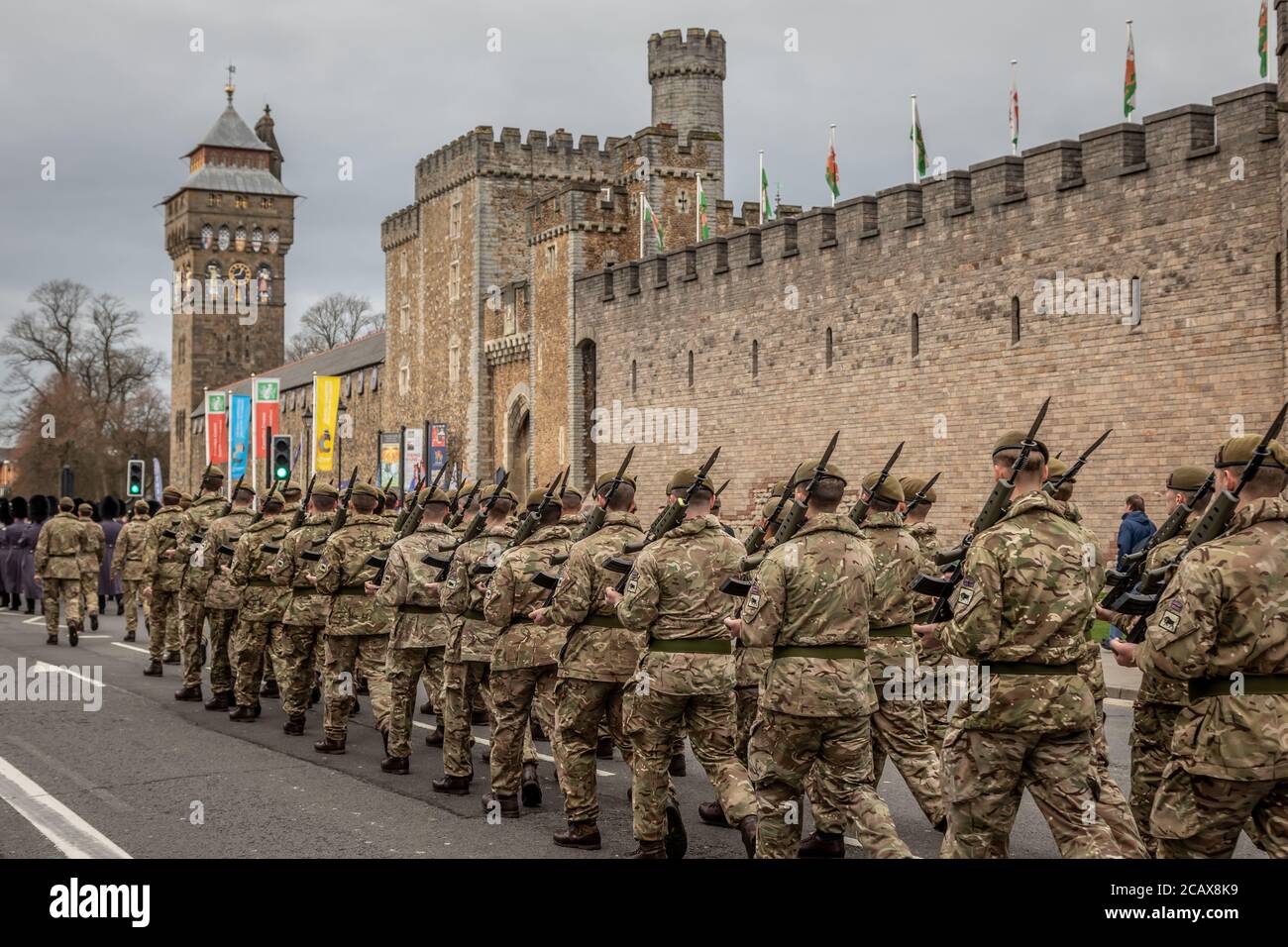 Welsh Guards, Cardiff, Wales, Vereinigtes Königreich Stockfoto