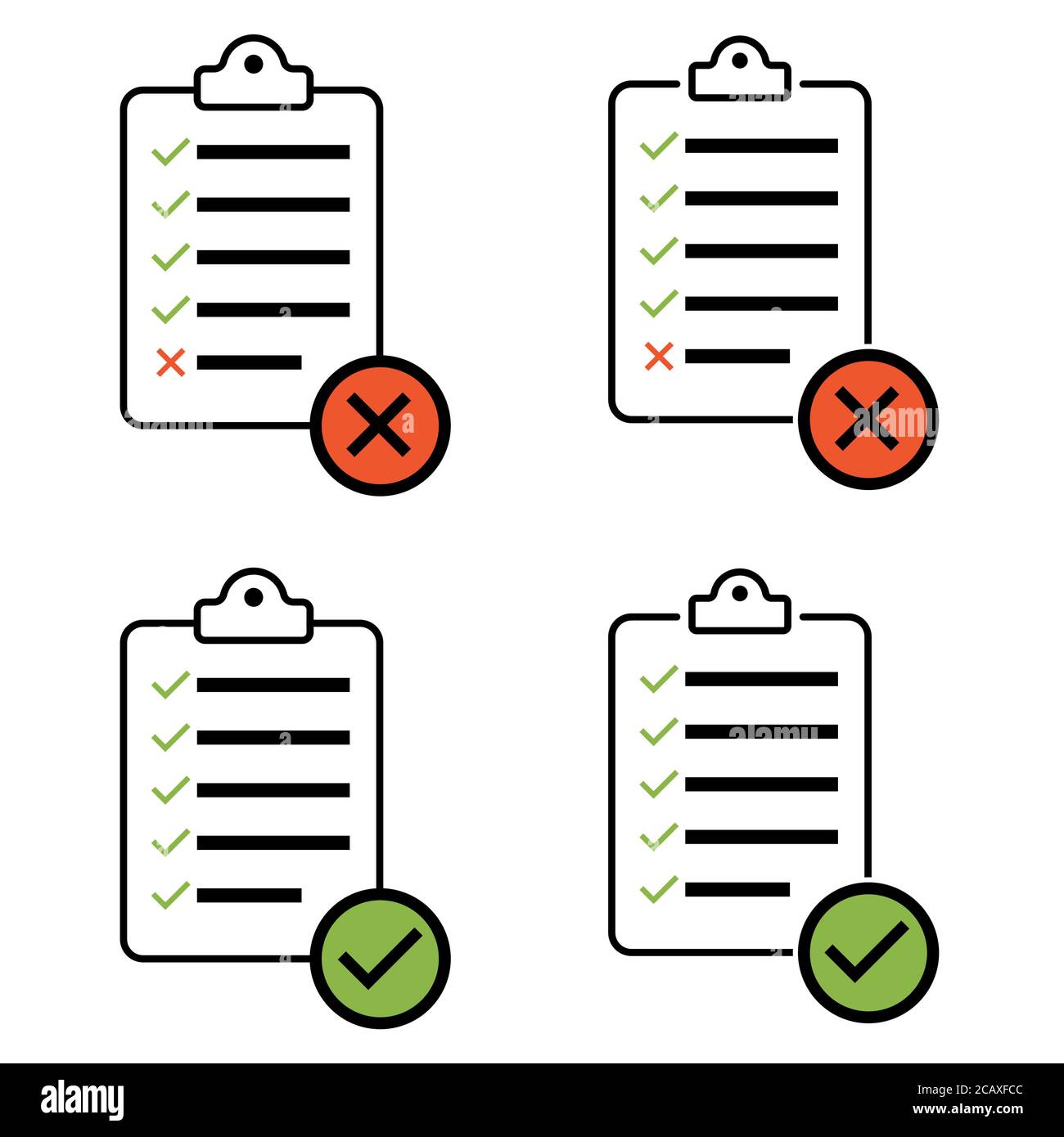 Checkliste , Checkliste flach Web-Symbol isoliert weißen Hintergrund gesetzt. Markensymbol, Dokumententest, Vektordarstellung . Stock Vektor