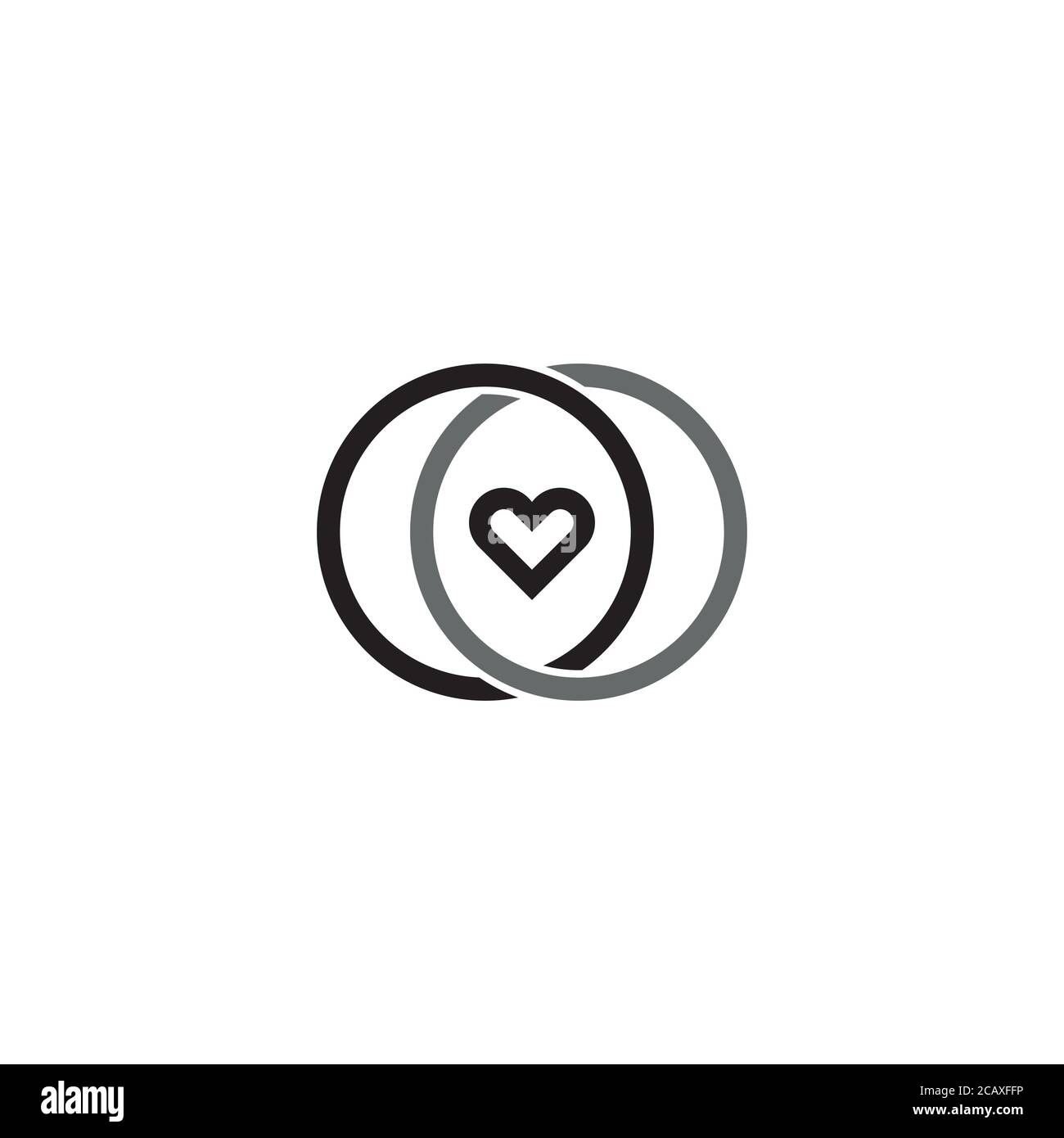 Ring- und Herzlogo/Icon-Design Stock Vektor