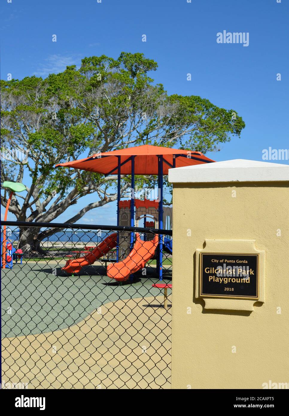 Gilchrist Park Spielplatz est. 2018; Punta Gorda, Florida, USA. DSC0047.jpg Stockfoto