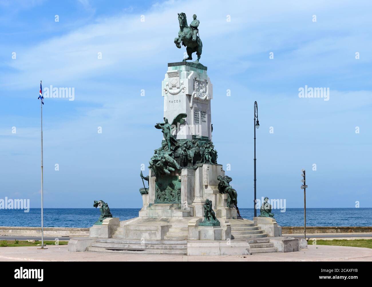 Denkmal für Jose Antonio Maceo im Malecon in Havanna, Kuba. Statue des kubanischen Unabhängigkeitshelden Maceo. Stockfoto