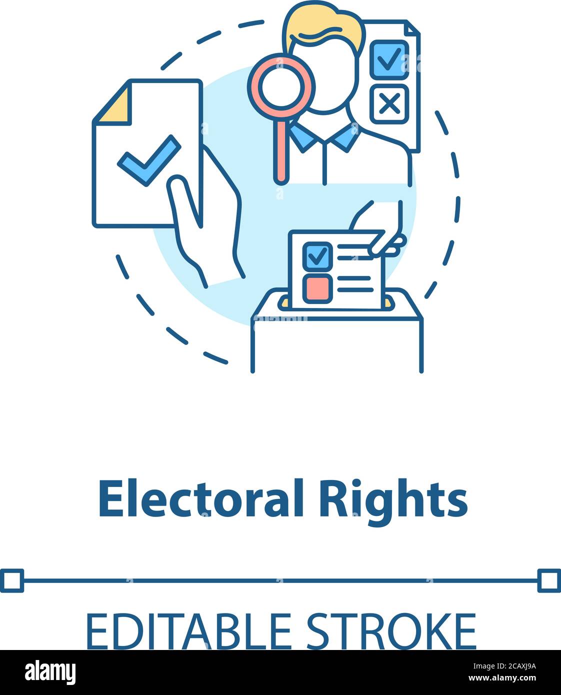 Wahlrecht Konzept Symbol. Recht zu wählen Idee dünne Linie Illustration. Wahlrecht. Politische Franchise. Politische Wahlen. Vektor isolierte Umrisse Stock Vektor