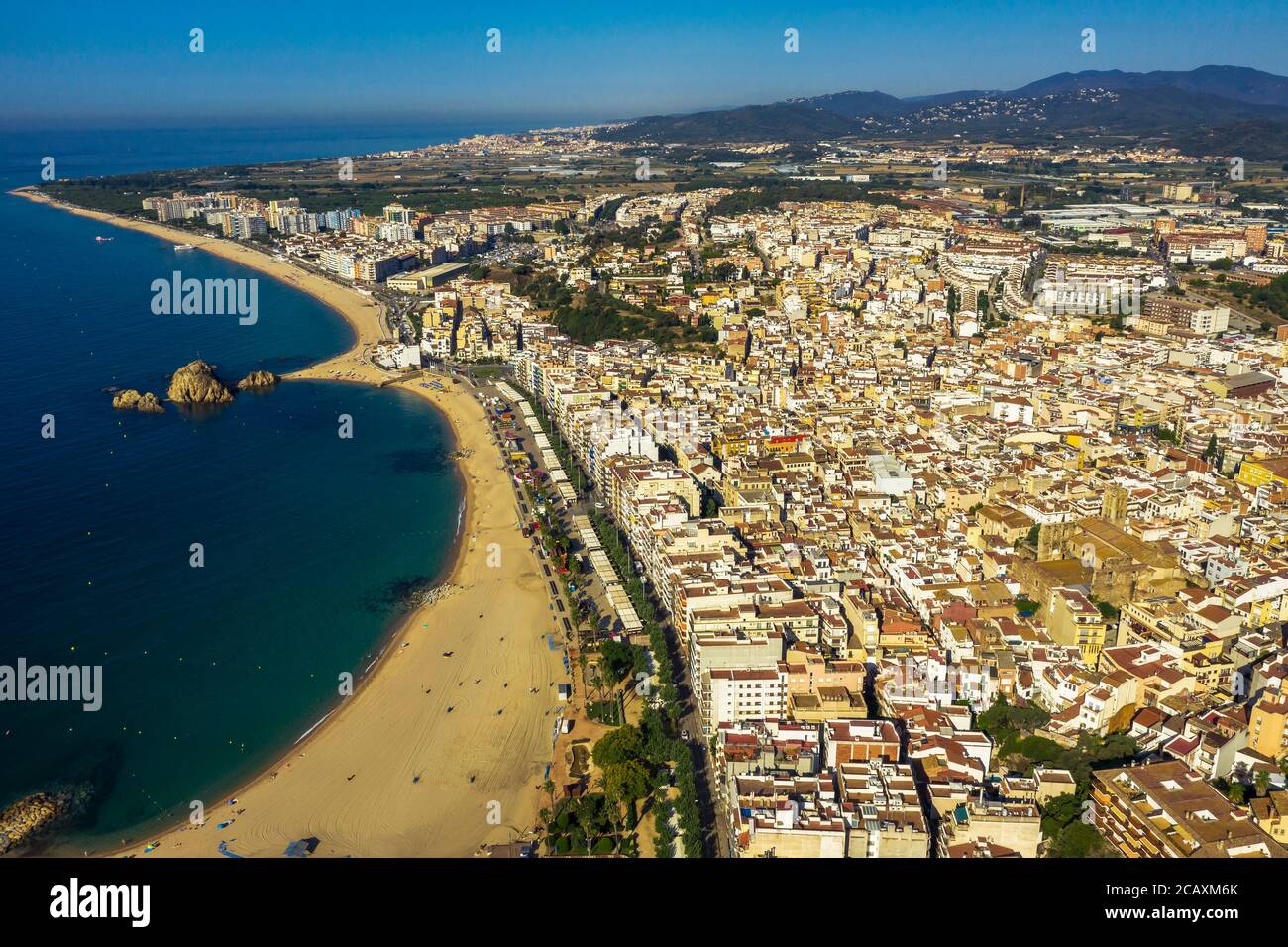 Luftpanorama Costa Brava Blanes Spanien Stockfoto