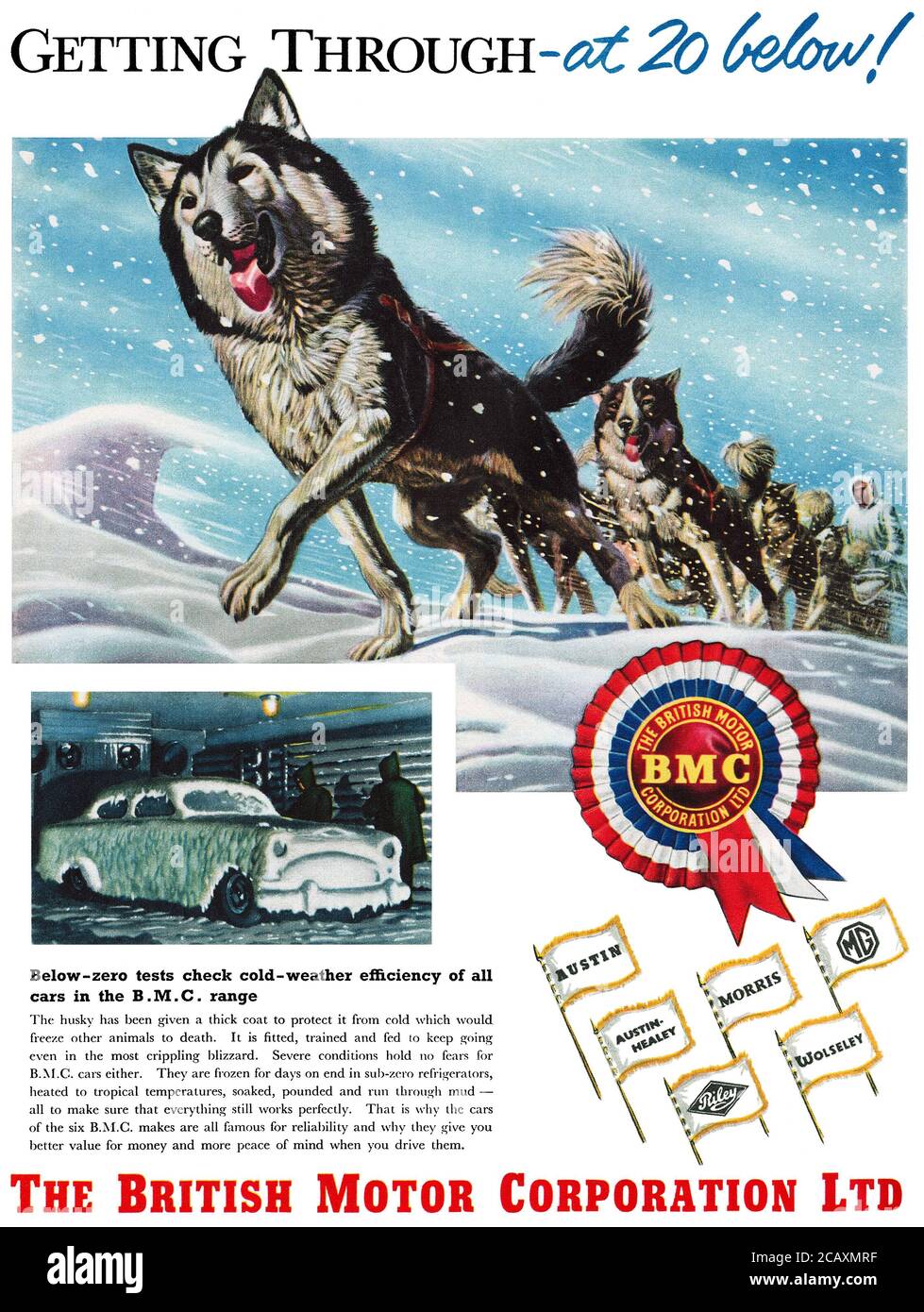1956 Britische Werbung für die British Motor Corporation Ltd Stockfoto