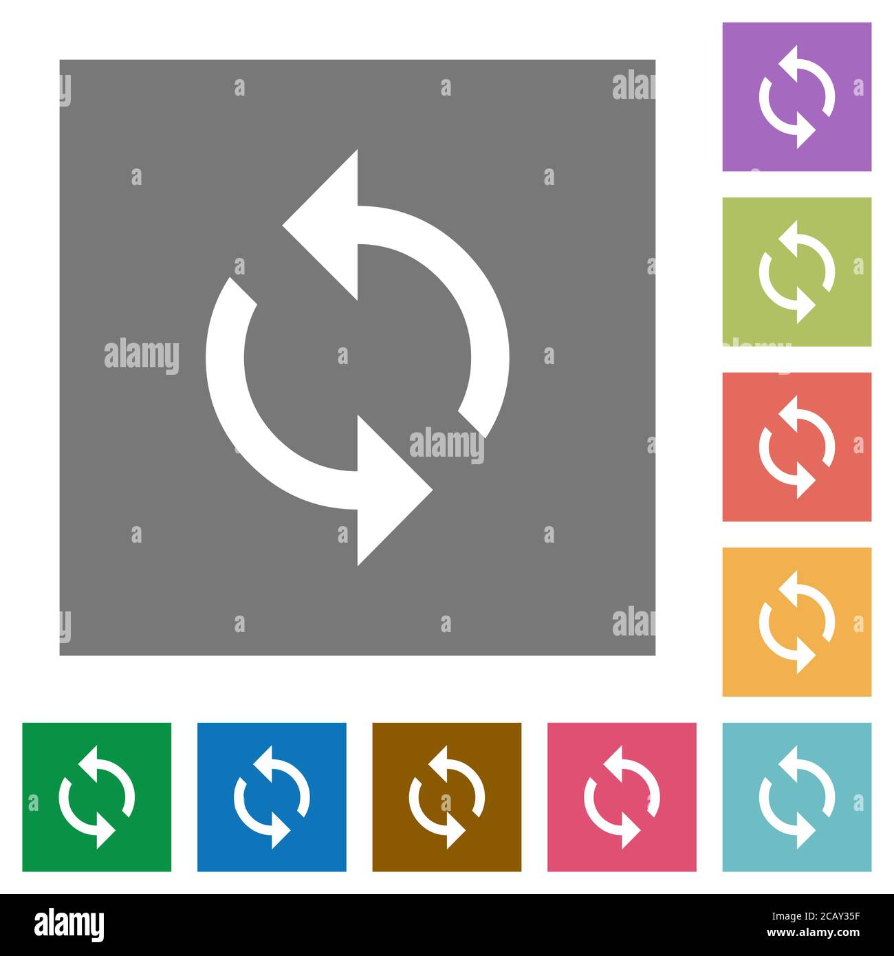 Programmierung Schleife flache Symbole auf einfachen farbigen quadratischen Hintergründen Stock Vektor