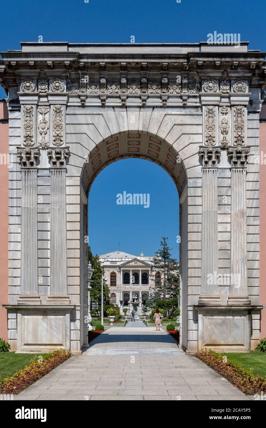 Der Dolmabahce Palast im Stadtteil Besiktas in Istanbul, Türkei Stockfoto