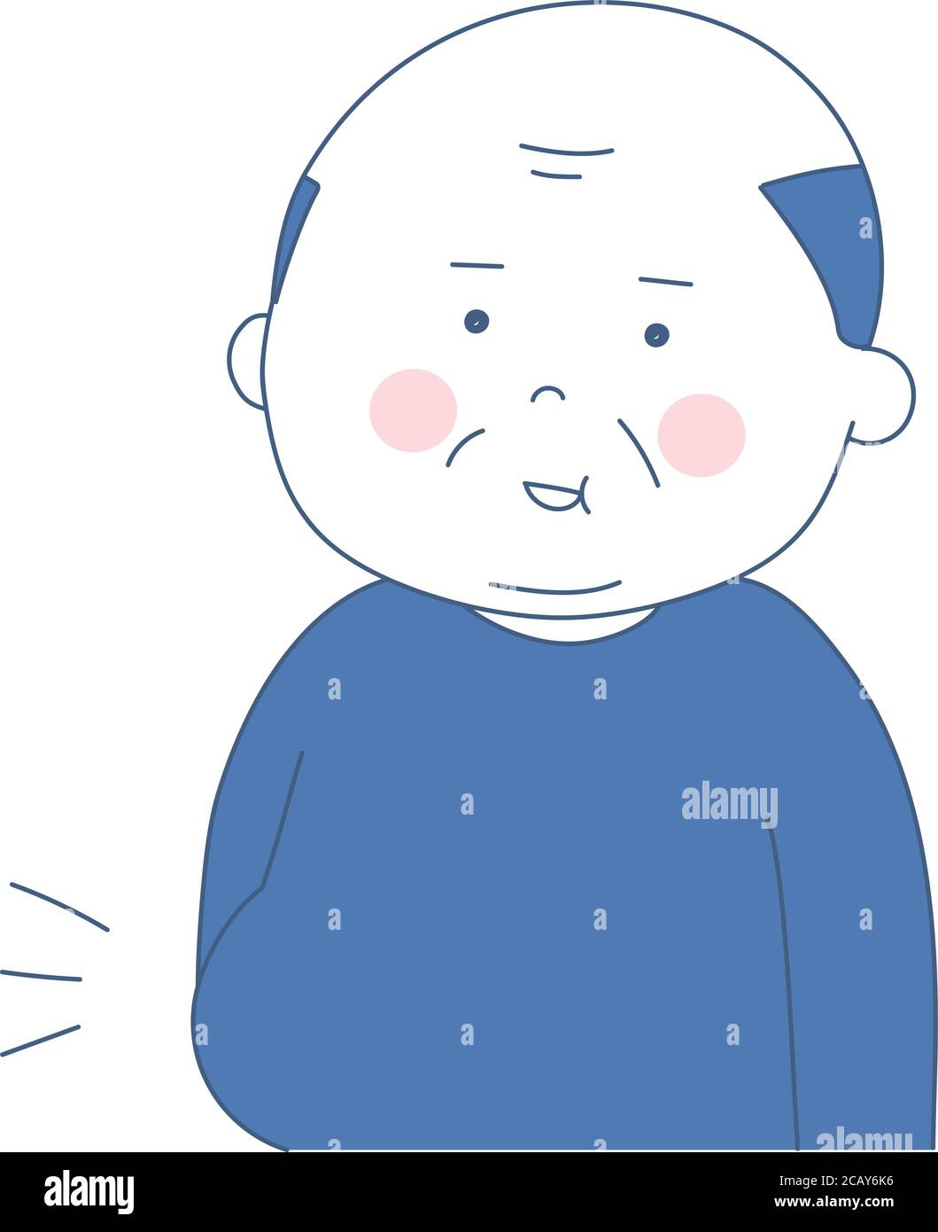 Älterer Mann mit einem Topfbauch. Zweifarbige Vektorgrafik isoliert auf weißem Hintergrund. Stock Vektor