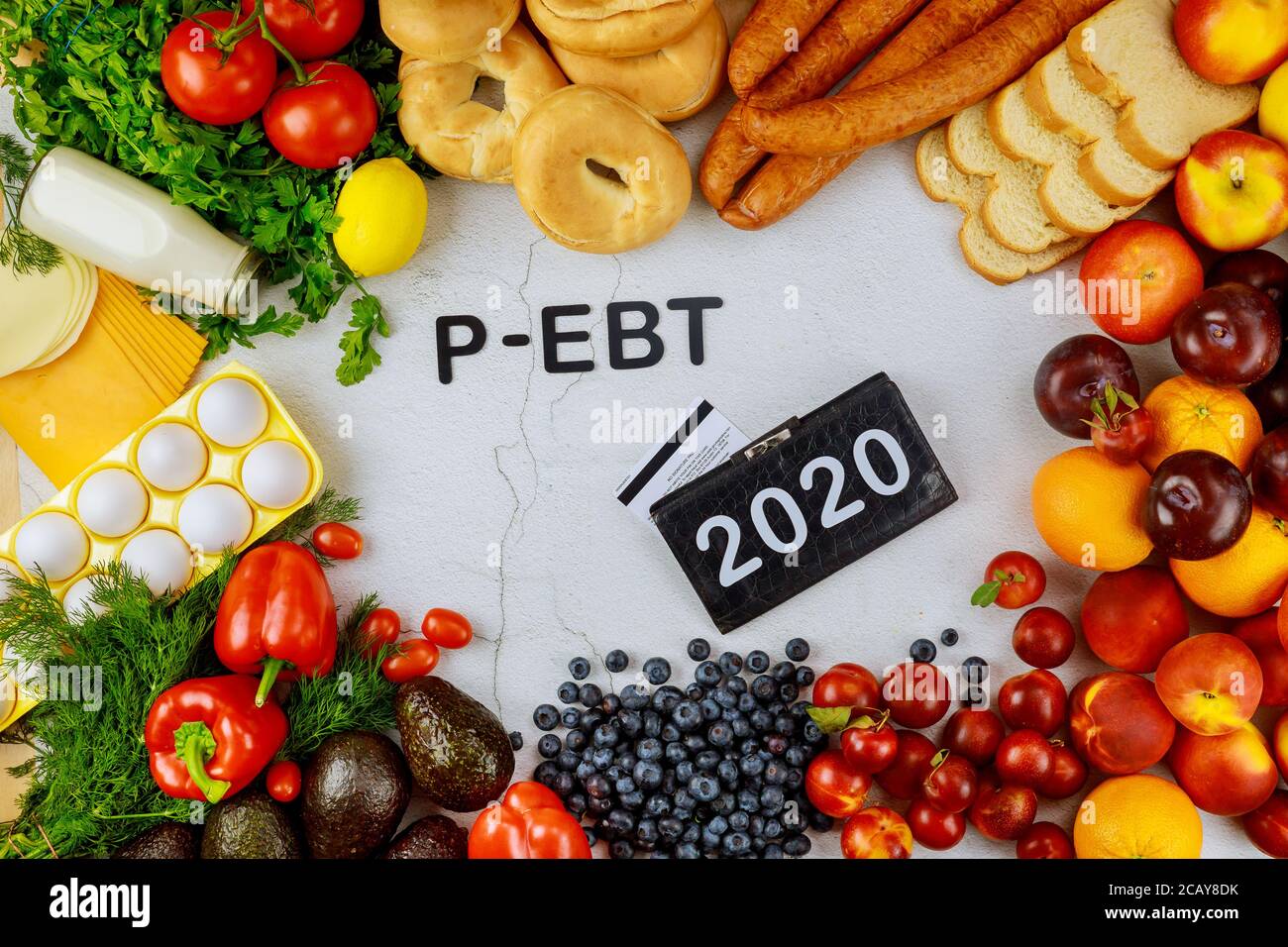 Vielfalt an Lebensmitteln für Schulessen während der Guarantine. Von 2020. Stockfoto