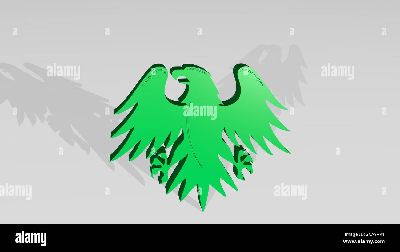 EAGLE 3D-Zeichensymbol auf weißem Boden. 3D-Illustration. Vogel und Tier Stockfoto