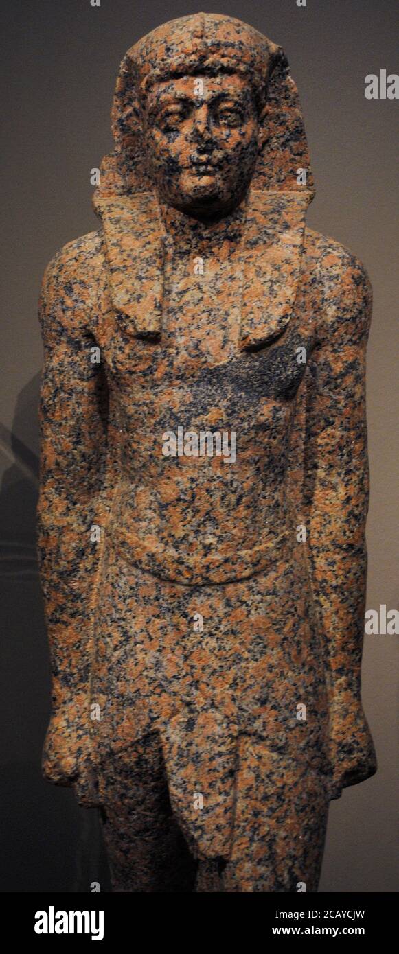 Alexander der große (356-323 v. Chr.). König von Makedonien. Griechisch-ägyptische Statue von Alexander dem Großen als Pharao, um 300 v. Chr. Rosafarbener Granit. Details. Liebieghaus Museum. Frankfurt. Deutschland. Stockfoto