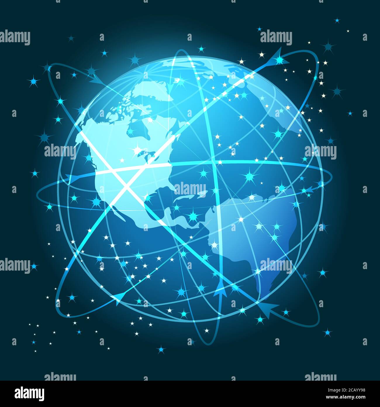 Globales Netzwerk-Verbindungskonzept. Weltkarte abstrakte Technologie Hintergrund globale geschäftliche Innovation. Vektorgrafik. Stock Vektor