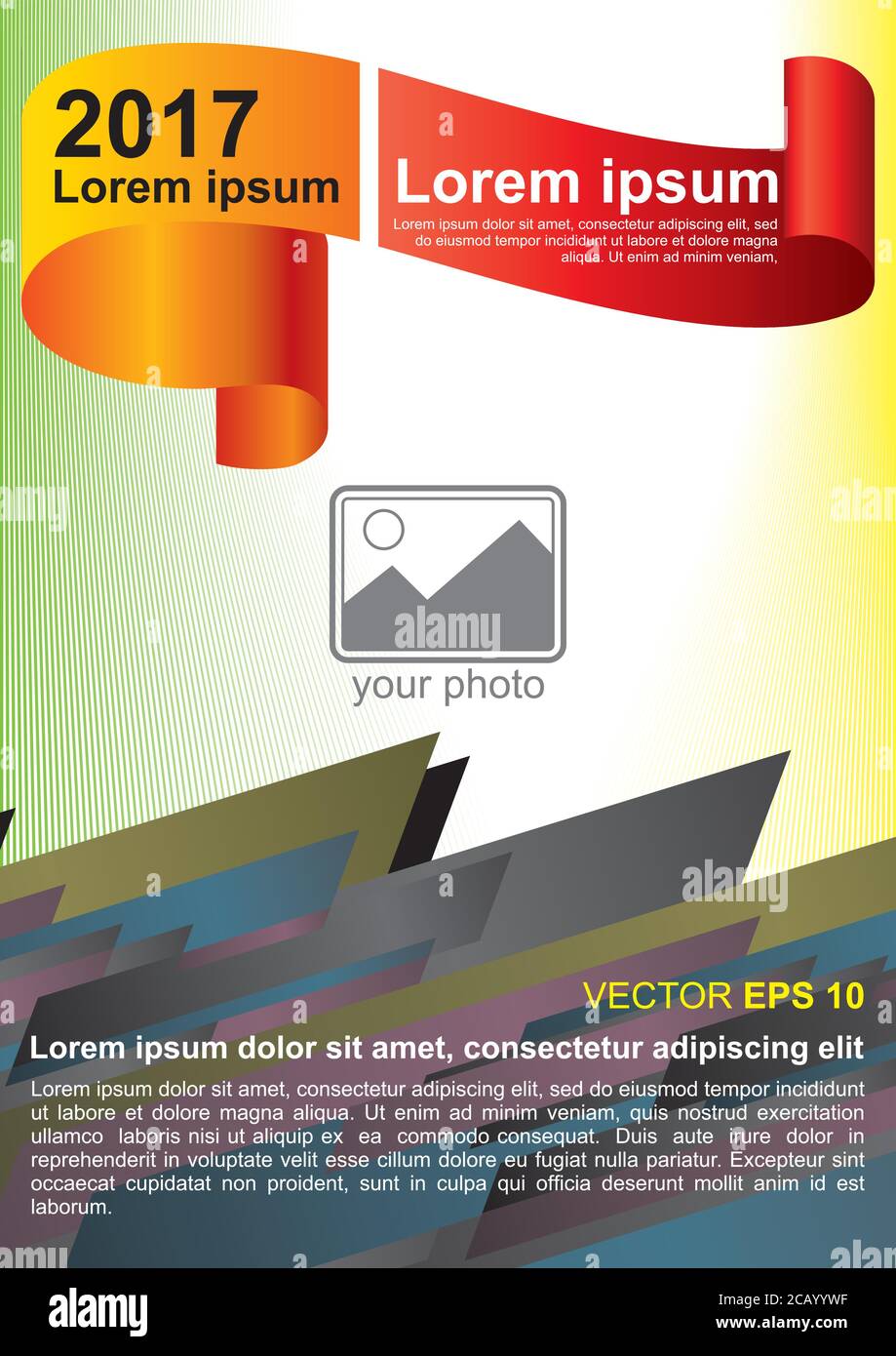 Vorlage für Infografiken mit transparentem Hintergrund, gelbe und rote Flagge, die dunklen Blöcke. Poster, Poster, Covers, Booklet Stock Vektor