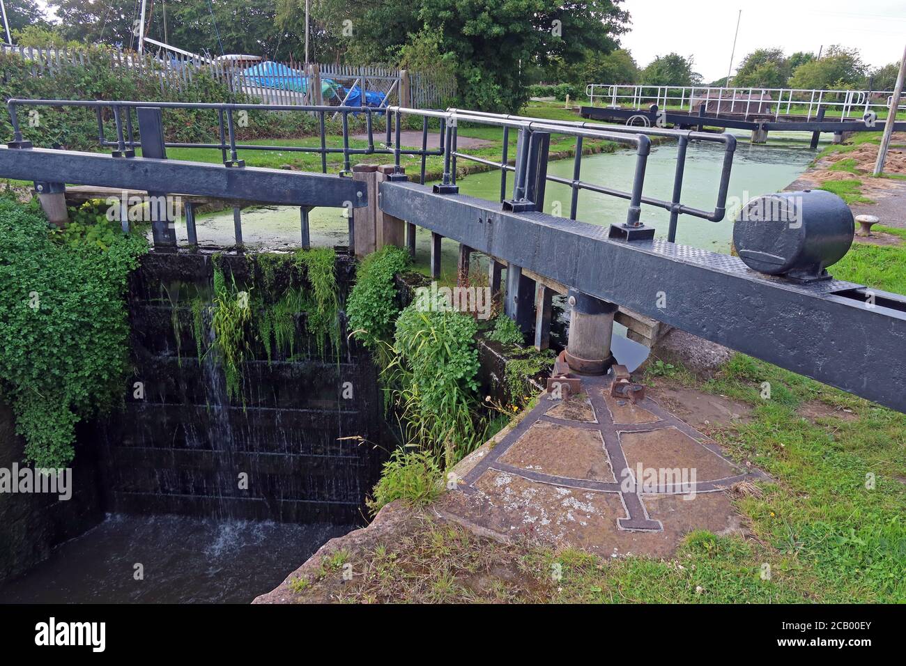 Sankey Brook Navigation, später, St Helens Canal, Fiddlers Ferry, Schleuse zur Verbindung mit Mersey, Penketh, Warrington, Cheshire, England, Großbritannien Stockfoto