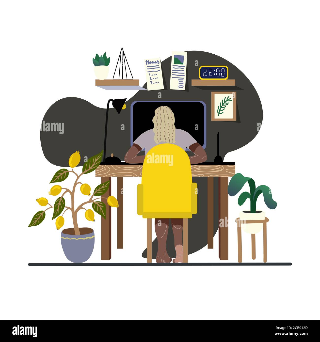 Innenarchitekt-Arbeitsplatz. Inneneinrichtung. Vektor Cartoon flache Illustration. Stock Vektor