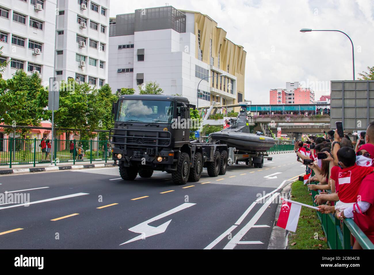 Singapur 9. August 2020: National Day Parade (NDP) 2020 Mobile Säule in Choa ChuKang Stockfoto