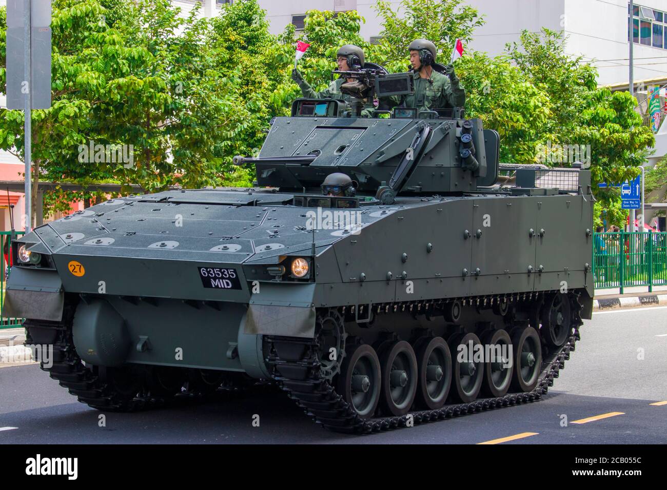 Singapur 9. August 2020: National Day Parade (NDP) 2020 Mobile Säule in Choa ChuKang Stockfoto