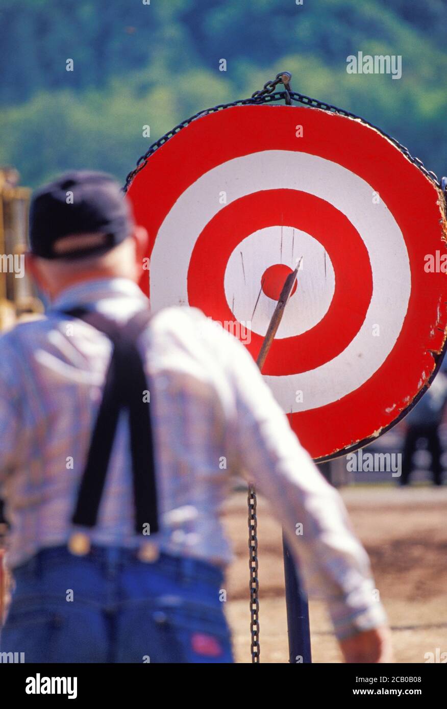 AX Werfen Wettbewerb Veranstaltung, Loggers Jubilee Celebration Morton, Washington USA Stockfoto