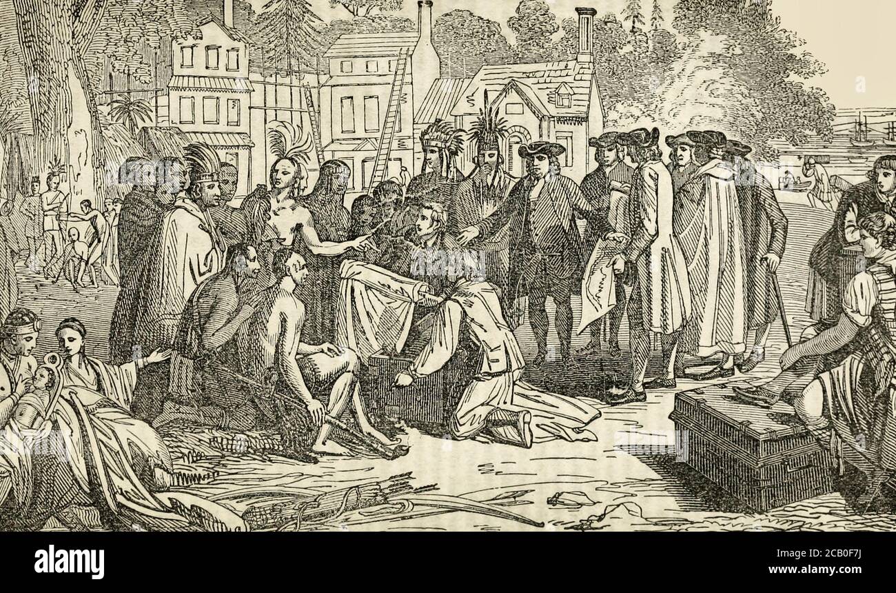 Vertrag von William Penn mit den Indianern Stockfoto