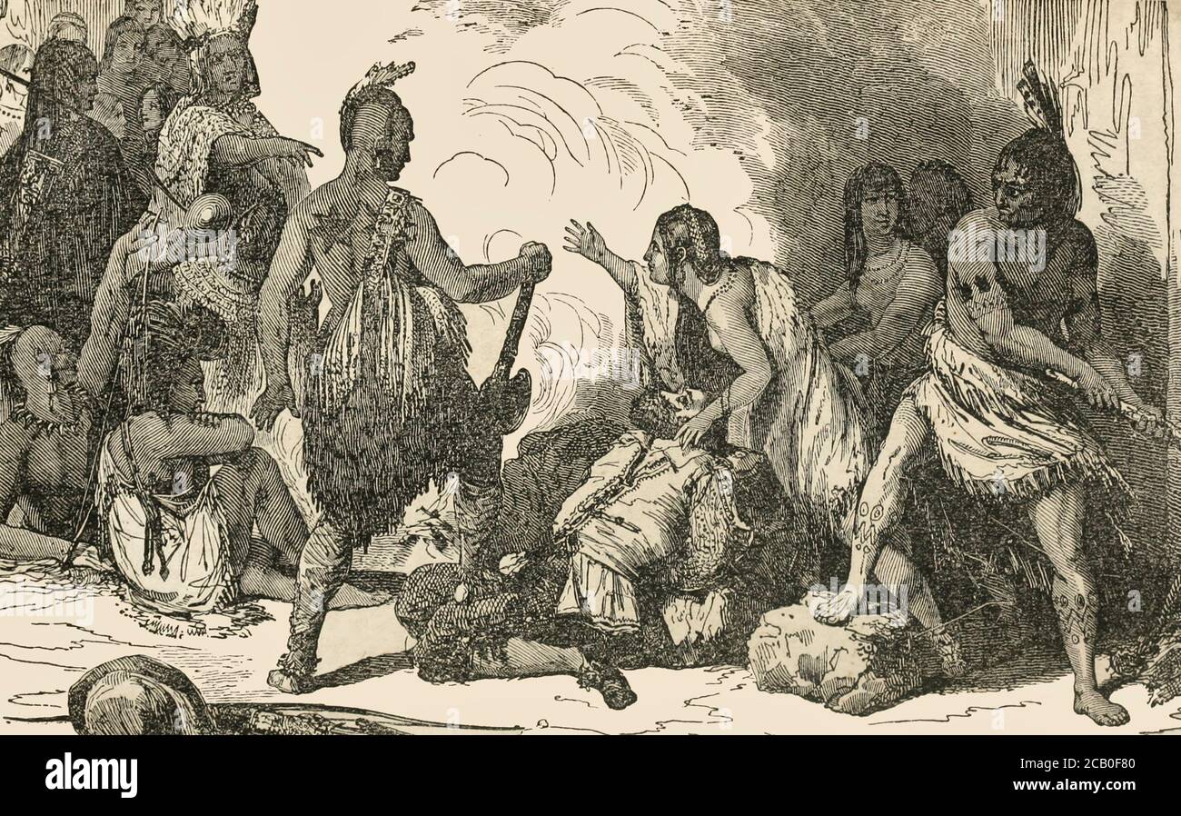 Pocahontas, die Rettung des Lebens von Kapitän John Smith Stockfoto