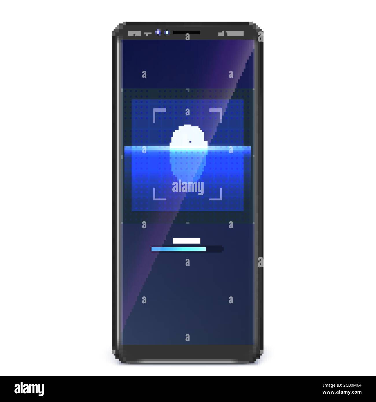 Fingerabdruck-Scan auf dem Smartphone-Bildschirm. Konzept des biometrischen Zugangs. Konzept von Sicherheit und Identität durch Fingerabdruck. Vektor-3d-Illustration Stock Vektor