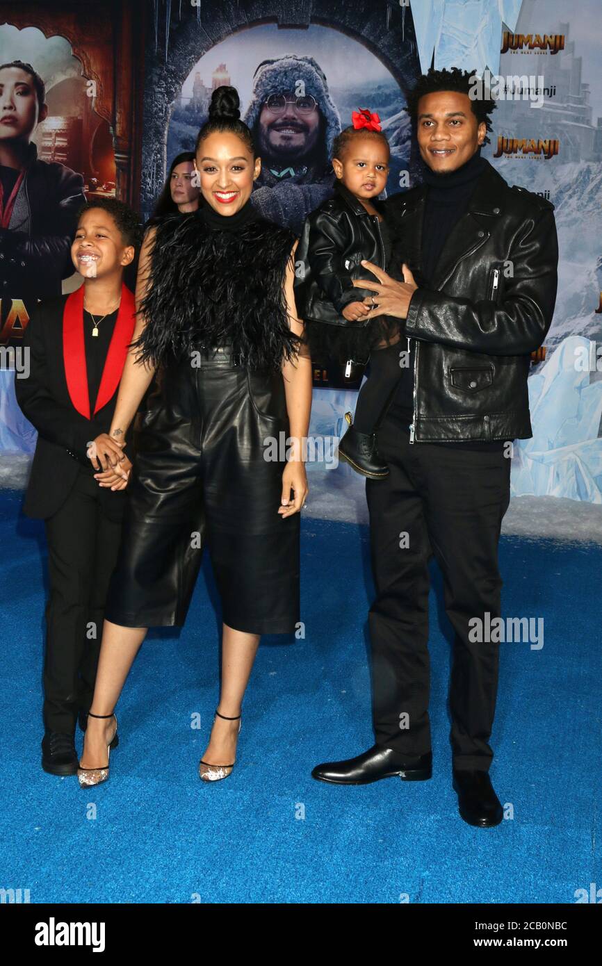 LOS ANGELES - 9. DEZ.: Cree Hardrict, Tia Mowry-Hardrict, Cairo Hardrict, Cory Hardrict bei der Premiere von 'Jumanji: The Next Level' im TCL Chinese Theatre IMAX am 9. Dezember 2019 in Los Angeles, CA Stockfoto