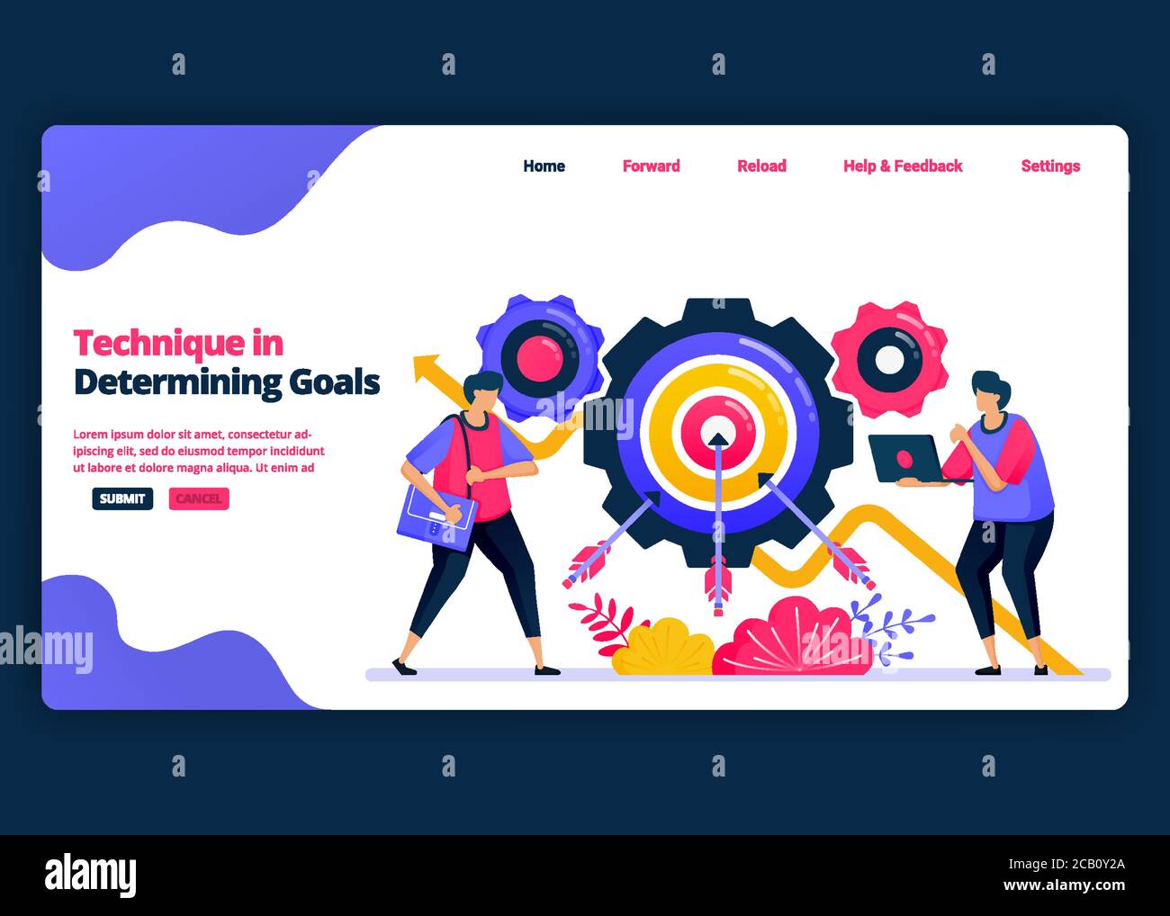 Vector Cartoon Banner Vorlage für technische und wie das Ziel Wachstum zu bestimmen. Landing Page und Website kreative Design-Vorlagen für Unternehmen. Kann Stock Vektor