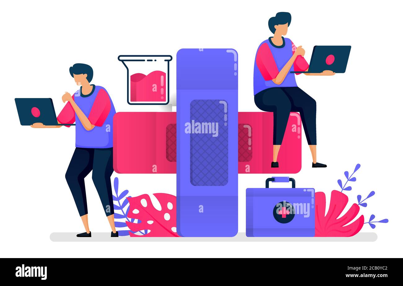 Flache Vektor-Illustration von Cross Freiwilligendienste für die öffentliche Gesundheit, erste Hilfe, Spender, Menschlichkeit. Design für das Gesundheitswesen. Kann für die Landung pa verwendet werden Stock Vektor