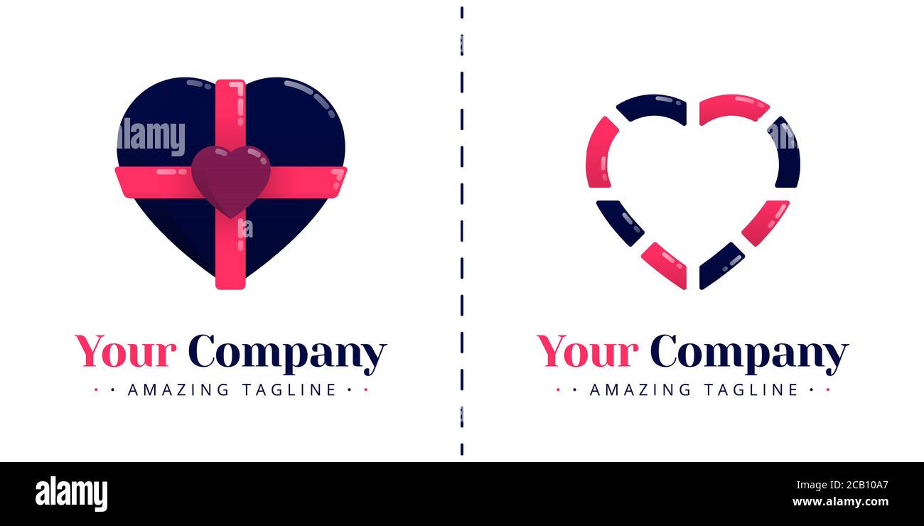 Liebe Logo mit dem Thema der Jubiläums-Geschenke und Linie Strich. Vorlagen können für Firmen, Dating-Apps, Business-Hochzeitsveranstaltungen, Poster, Brochu verwendet werden Stock Vektor