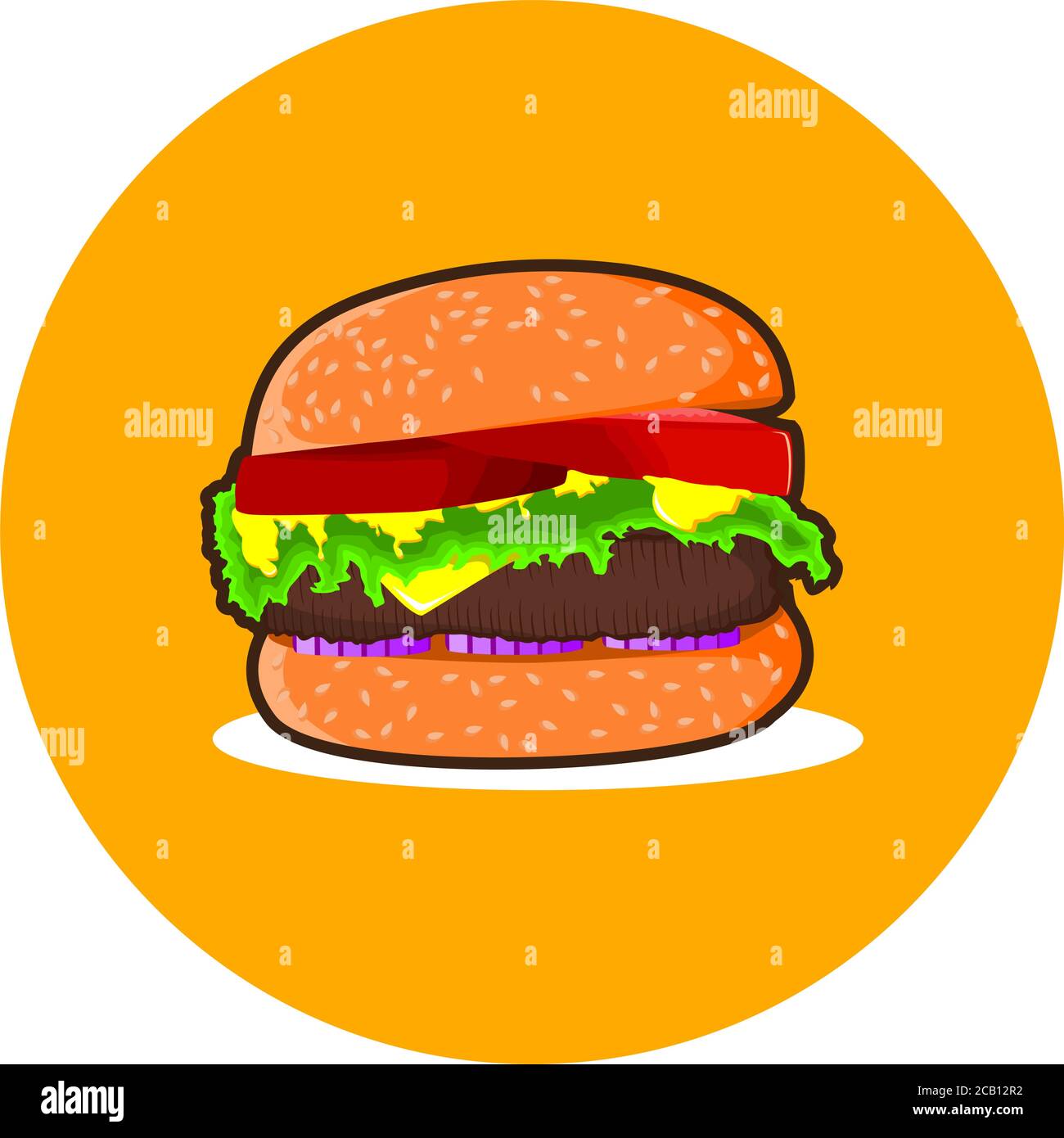 Vektor-Illustration eines großen Hamburger, Fast-Food-Menü Hamburger-Design mit Gemüse & Käse. Hamburger-Symbol Stock Vektor