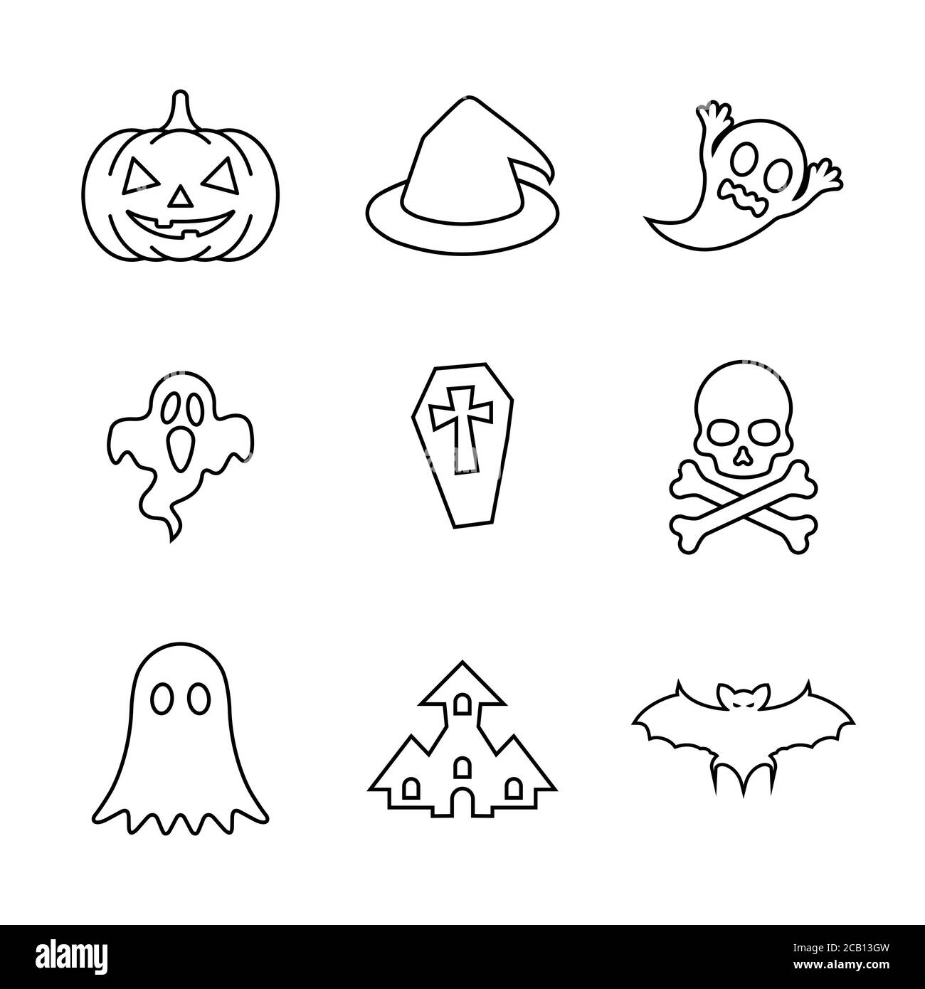 halloween Linie Symbol Set Design Vektor Illustration Stock Vektor