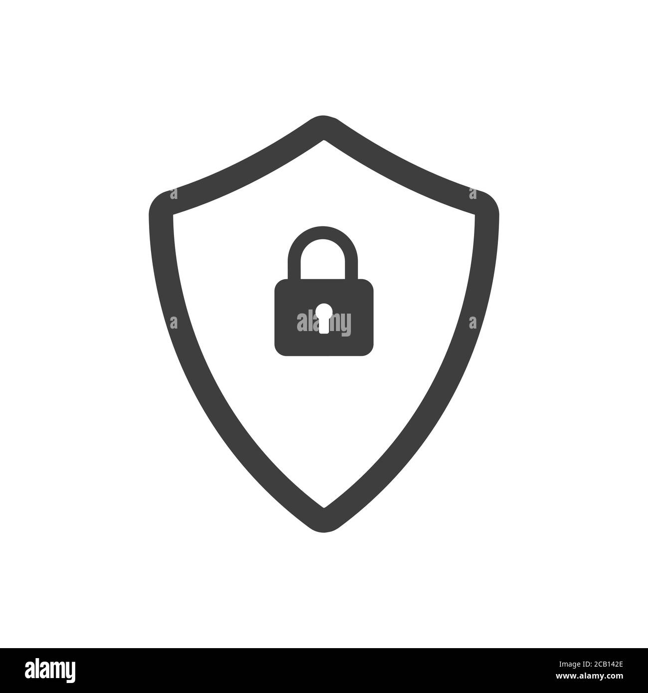 Abstraktes Sicherheitsvektorsymbol auf schwarzem Hintergrund isoliert. Schild-Symbol. Schlosssymbol. Stock Vektor